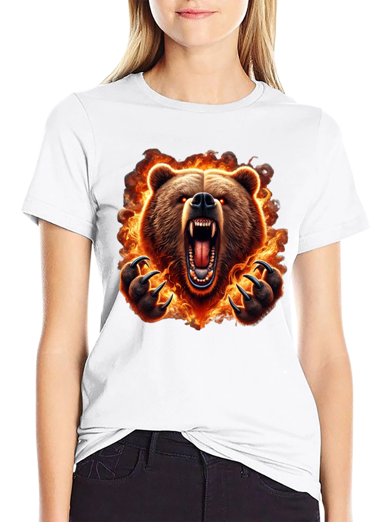 Fiery Bear Graphic Tee - Mens Black T-Shirt