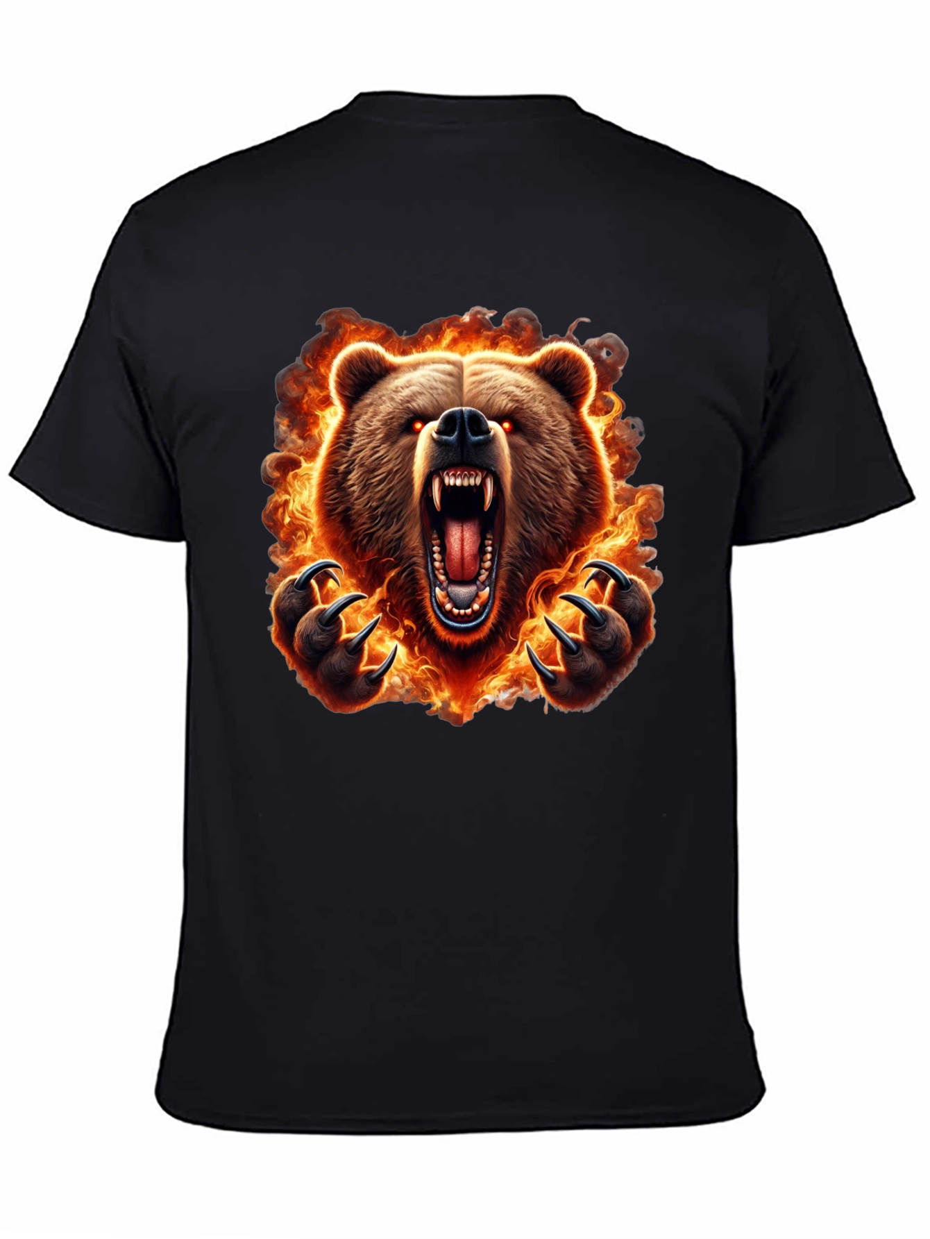 Fiery Bear Graphic Tee - Mens Black T-Shirt