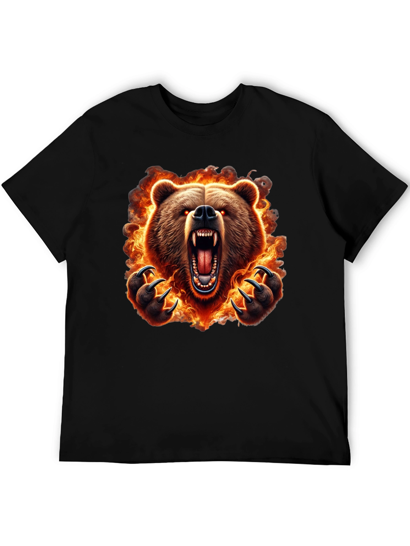 Fiery Bear Graphic Tee - Mens Black T-Shirt