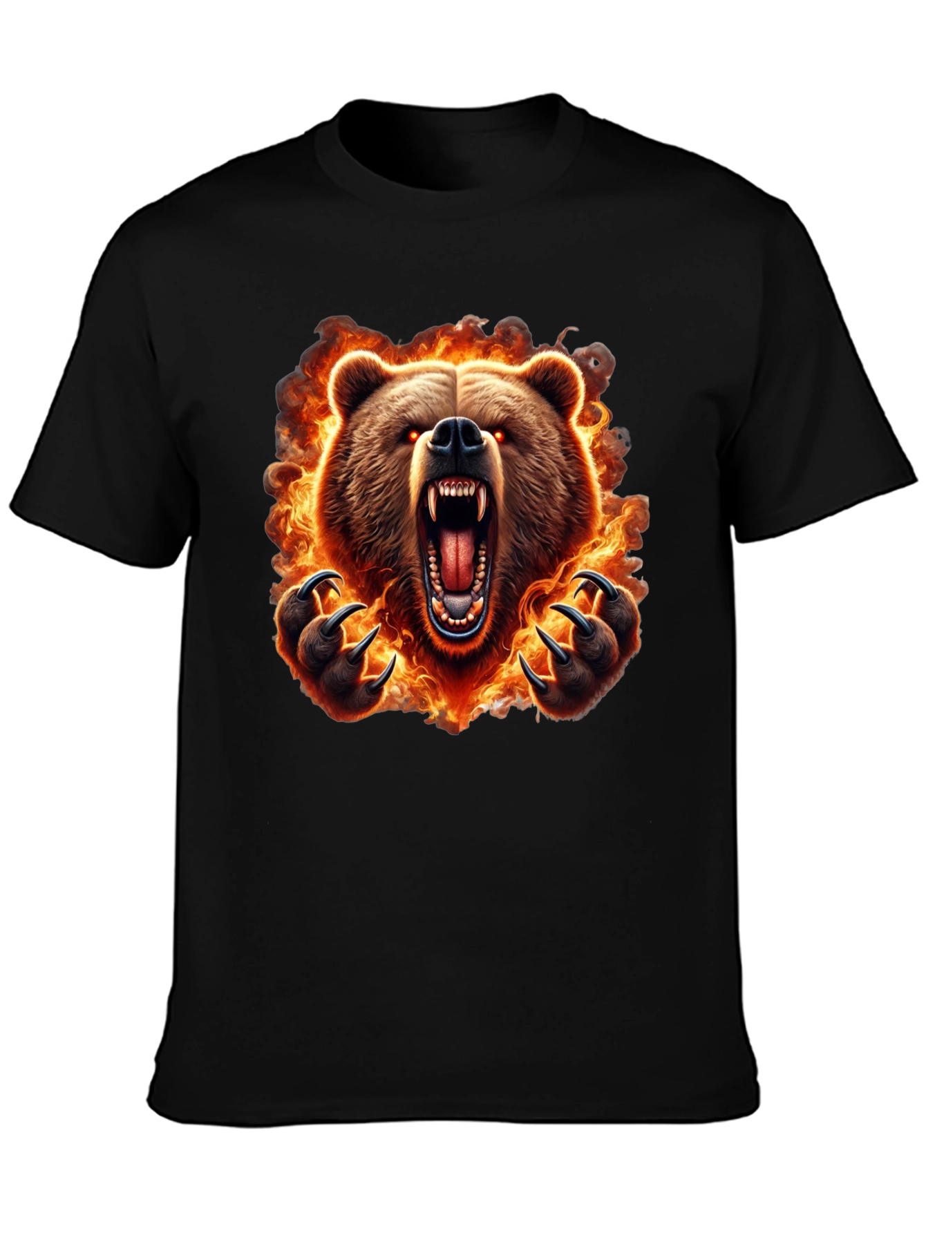 Fiery Bear Graphic Tee - Mens Black T-Shirt