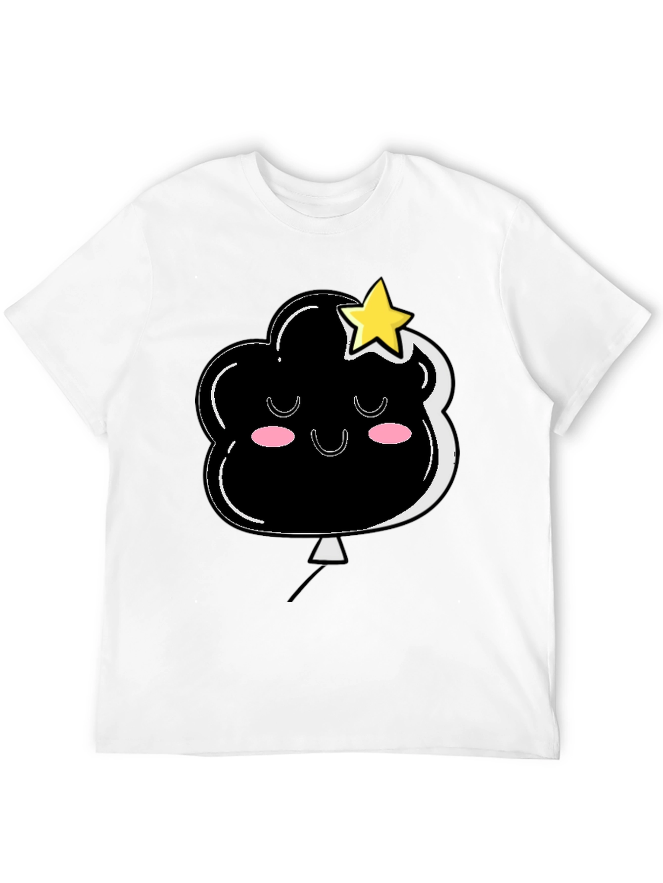 Cute Cloud & Star Graphic Black T-Shirt