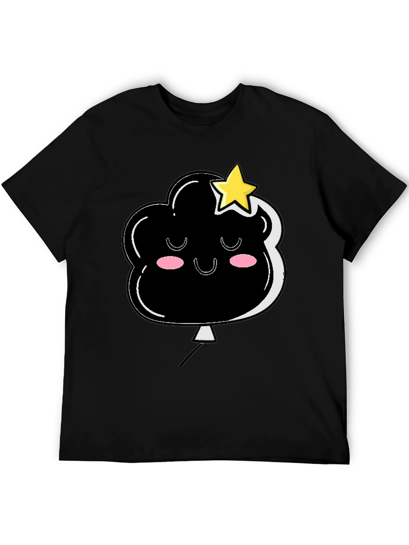 Cute Cloud & Star Graphic Black T-Shirt