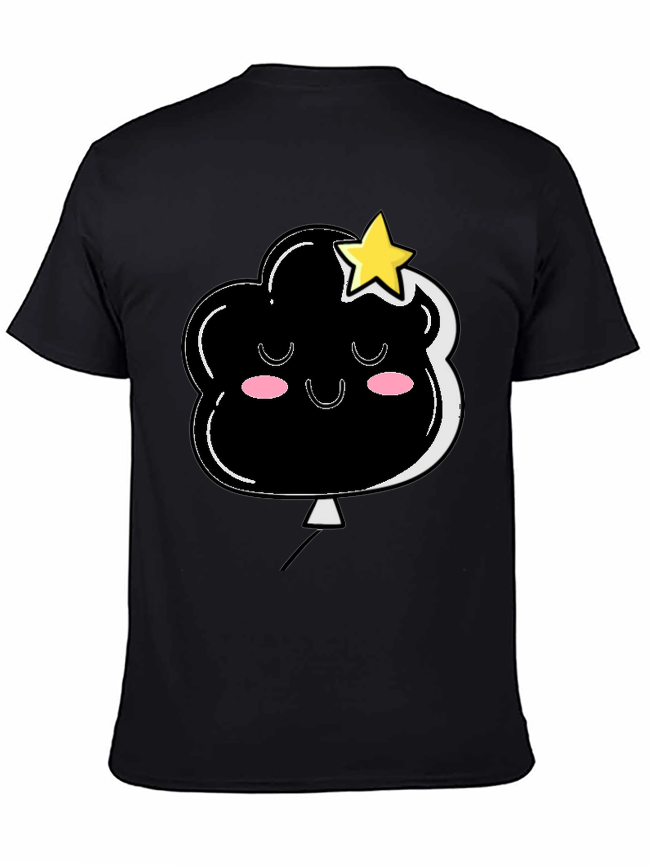 Cute Cloud & Star Graphic Black T-Shirt