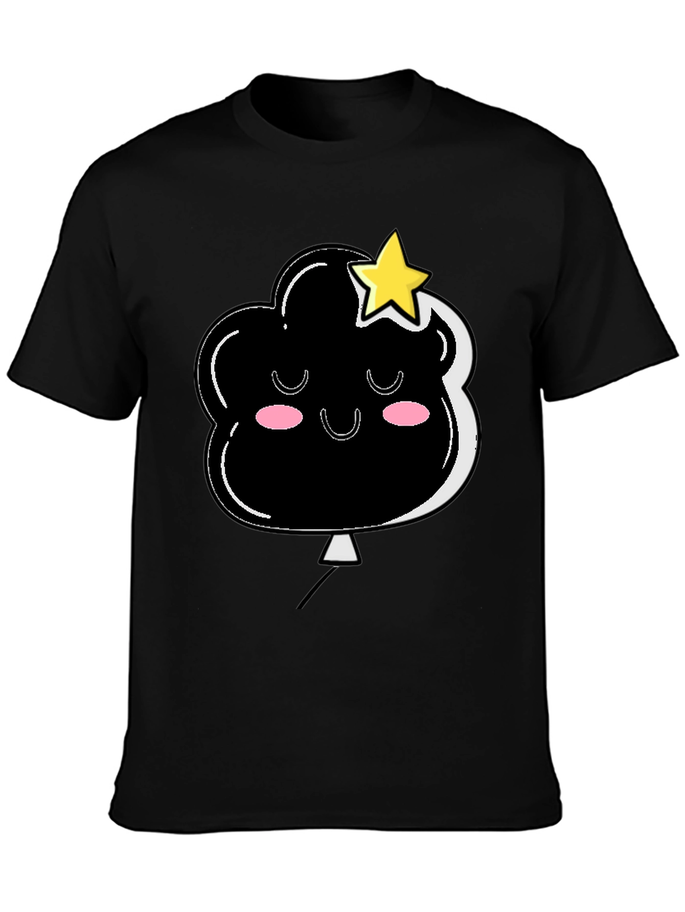 Cute Cloud & Star Graphic Black T-Shirt