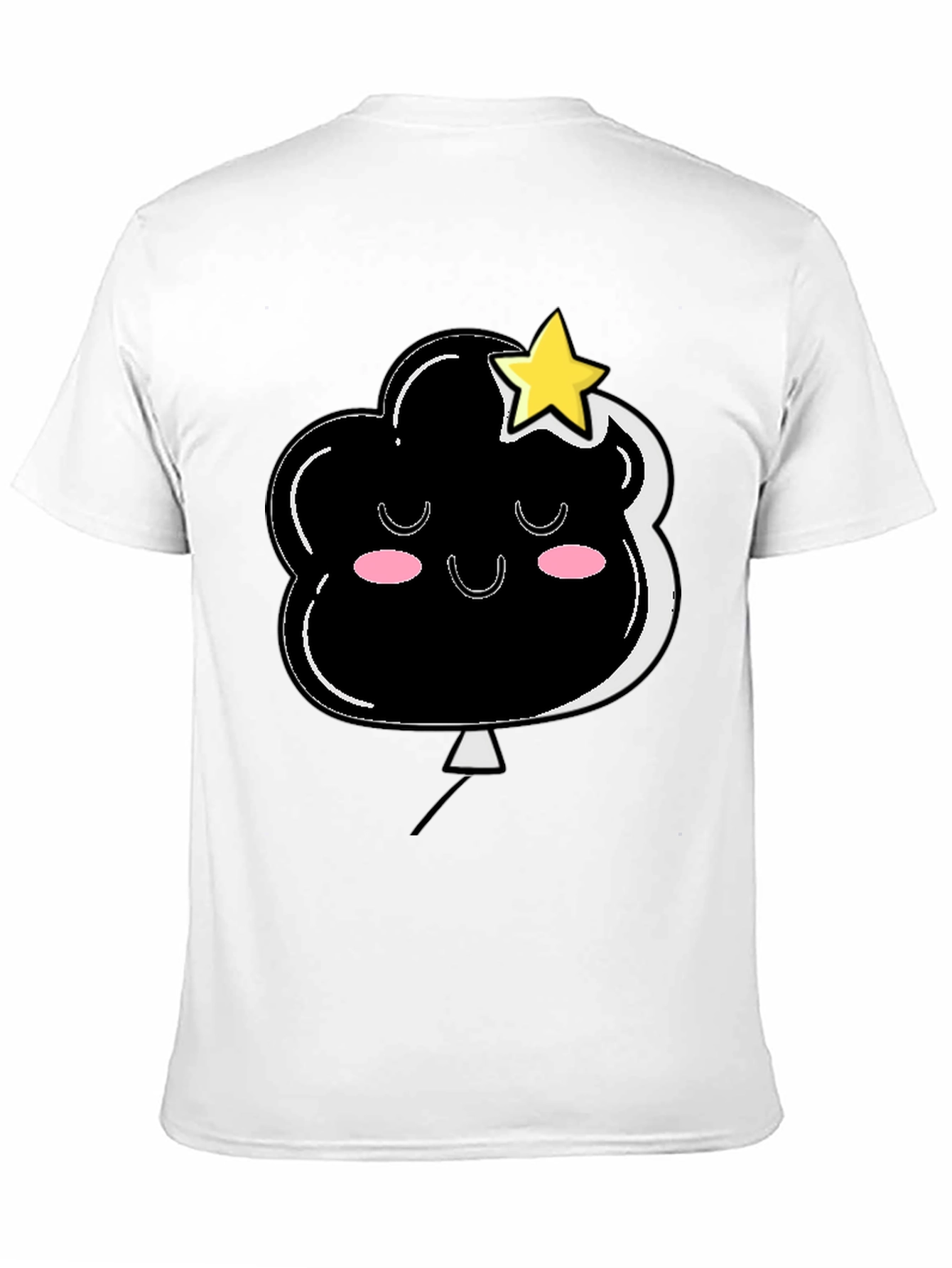 Cute Cloud & Star Graphic Black T-Shirt