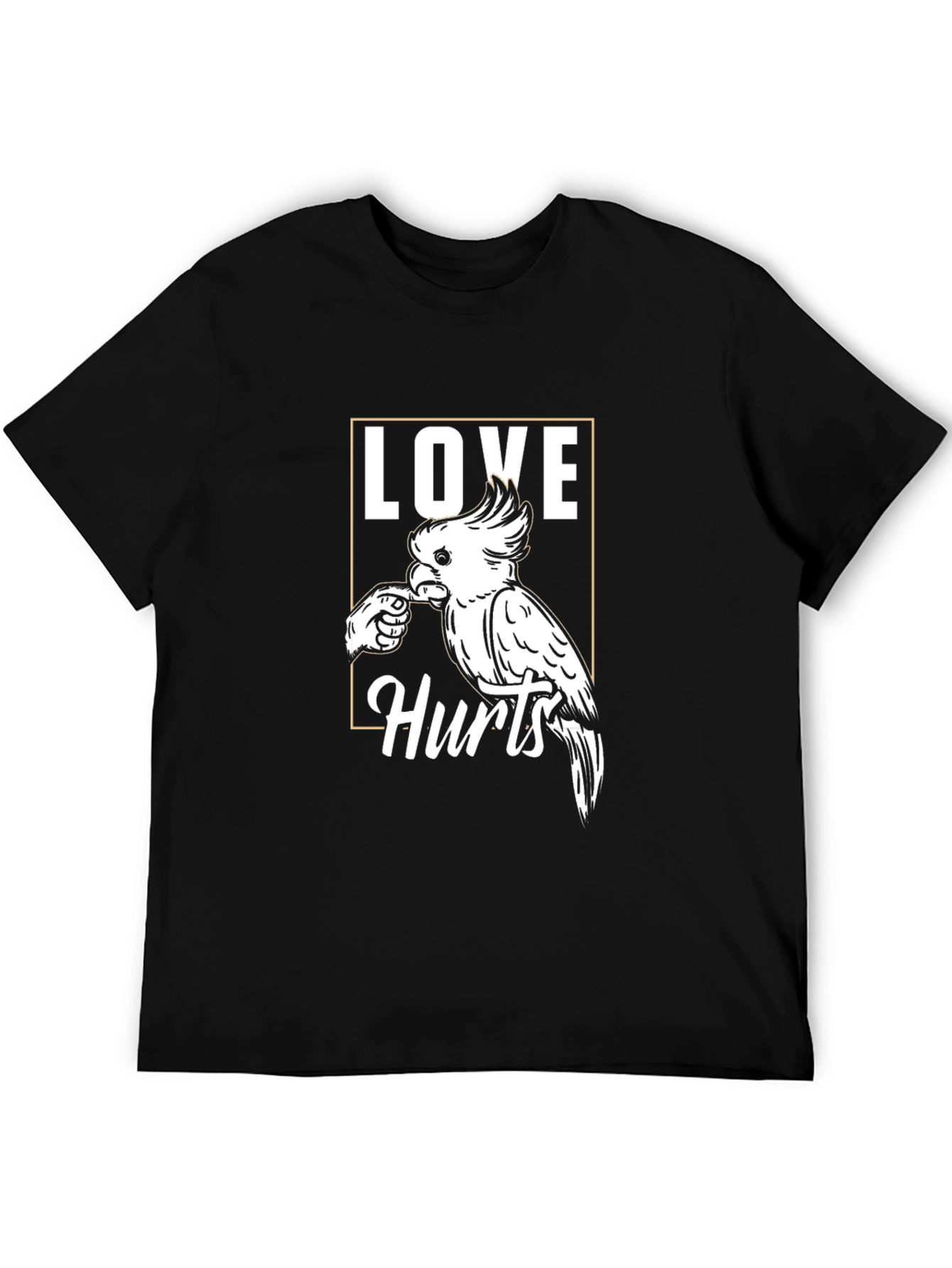 Love Hurts Parrot T-Shirt -  Black Graphic Tee