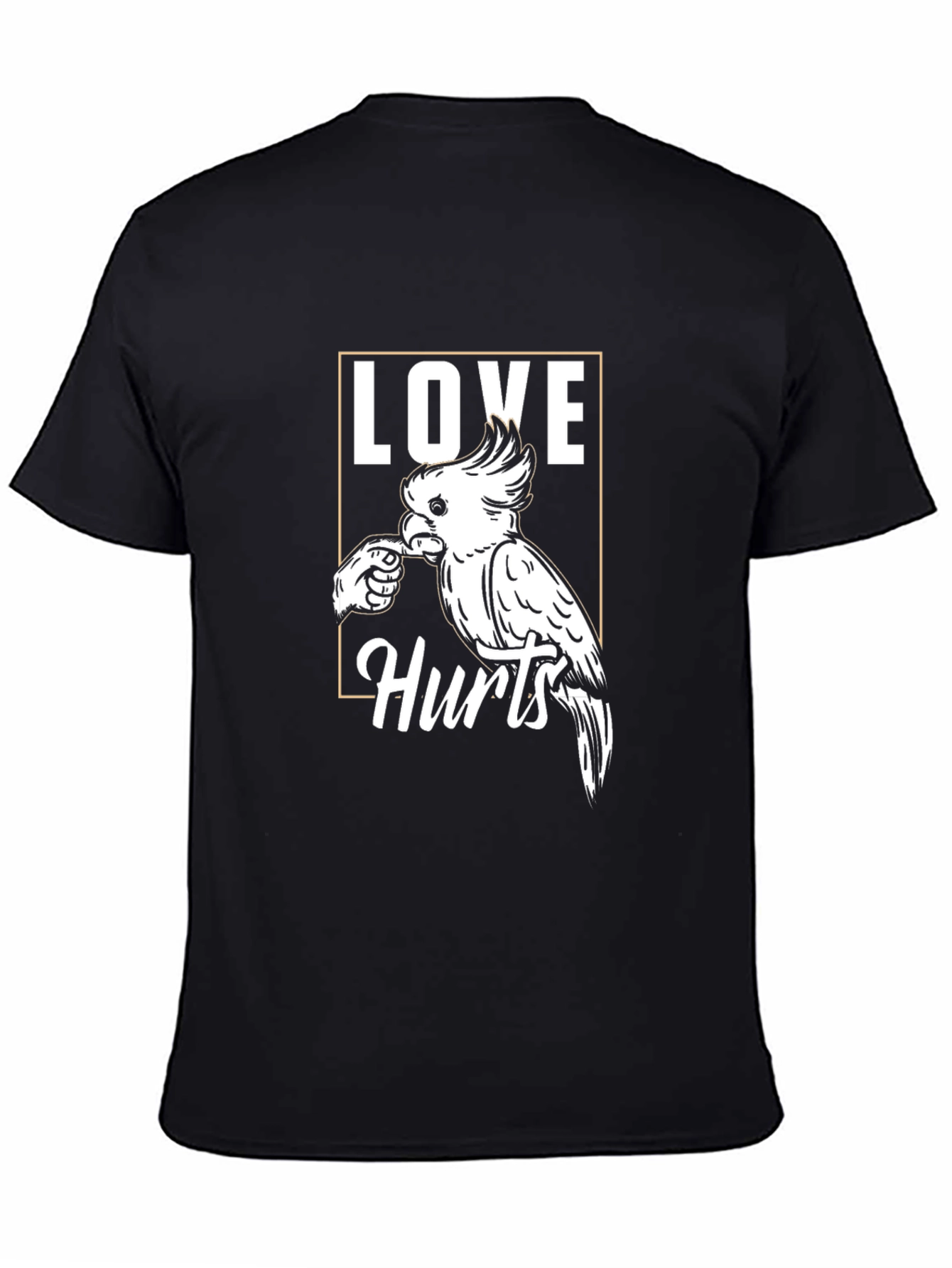 Love Hurts Parrot T-Shirt -  Black Graphic Tee