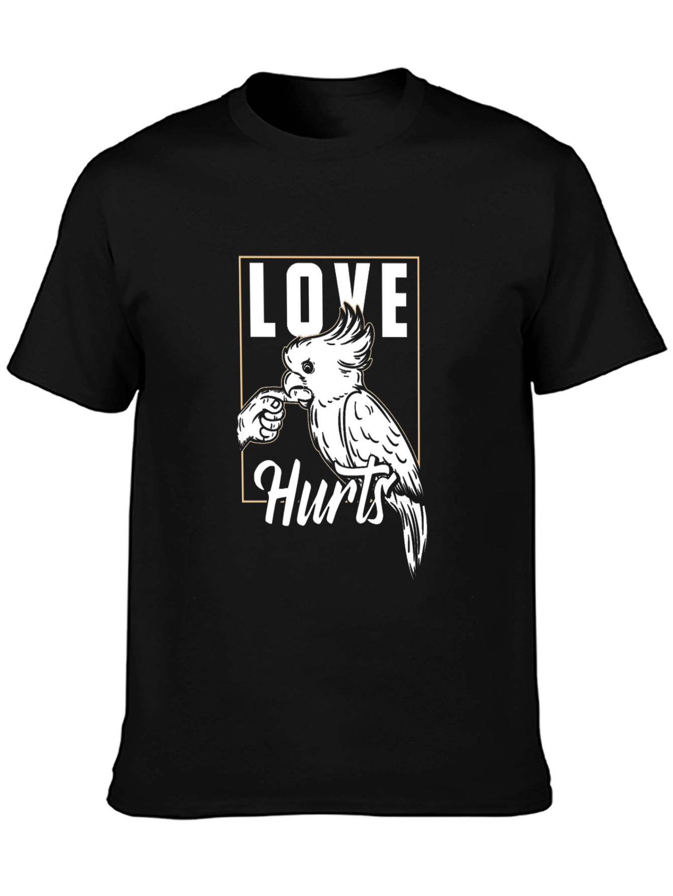 Love Hurts Parrot T-Shirt -  Black Graphic Tee
