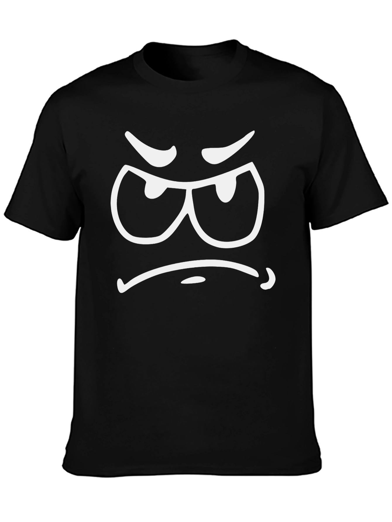 Grumpy Face Black T-Shirt - Express Your Mood!