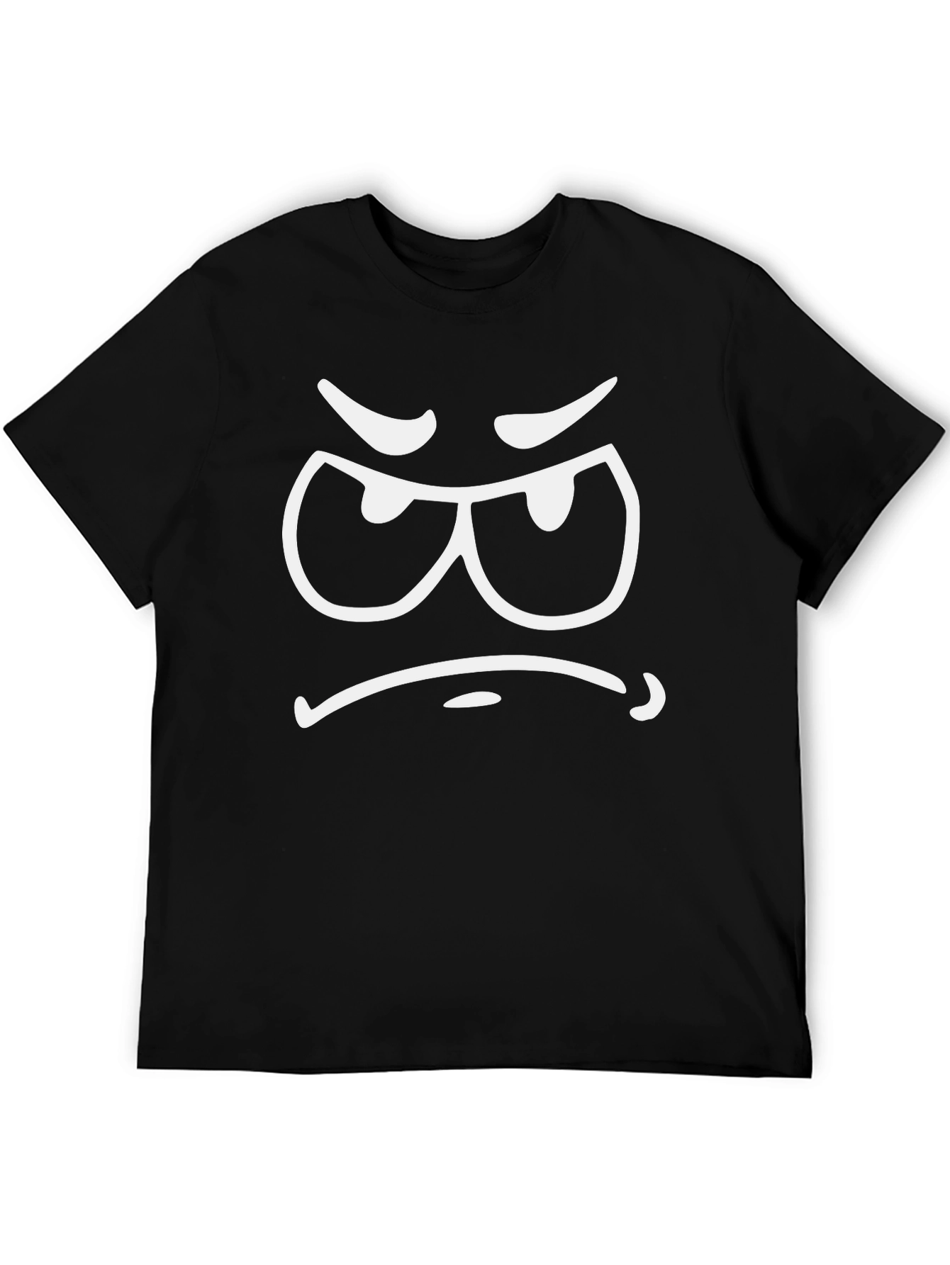 Grumpy Face Black T-Shirt - Express Your Mood!