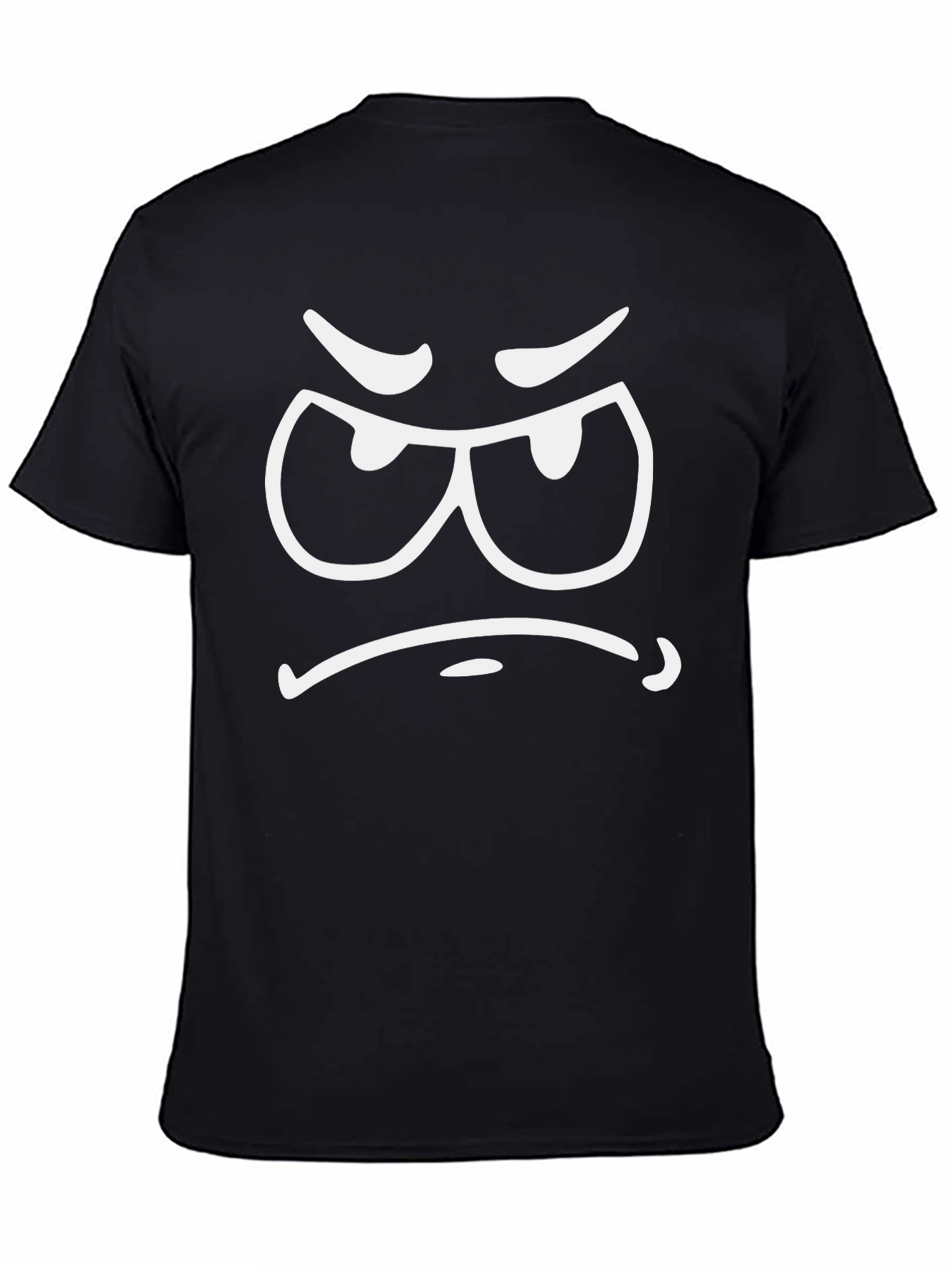 Grumpy Face Black T-Shirt - Express Your Mood!
