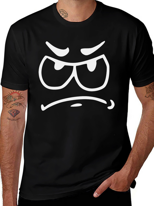 Grumpy Face Black T-Shirt - Express Your Mood!