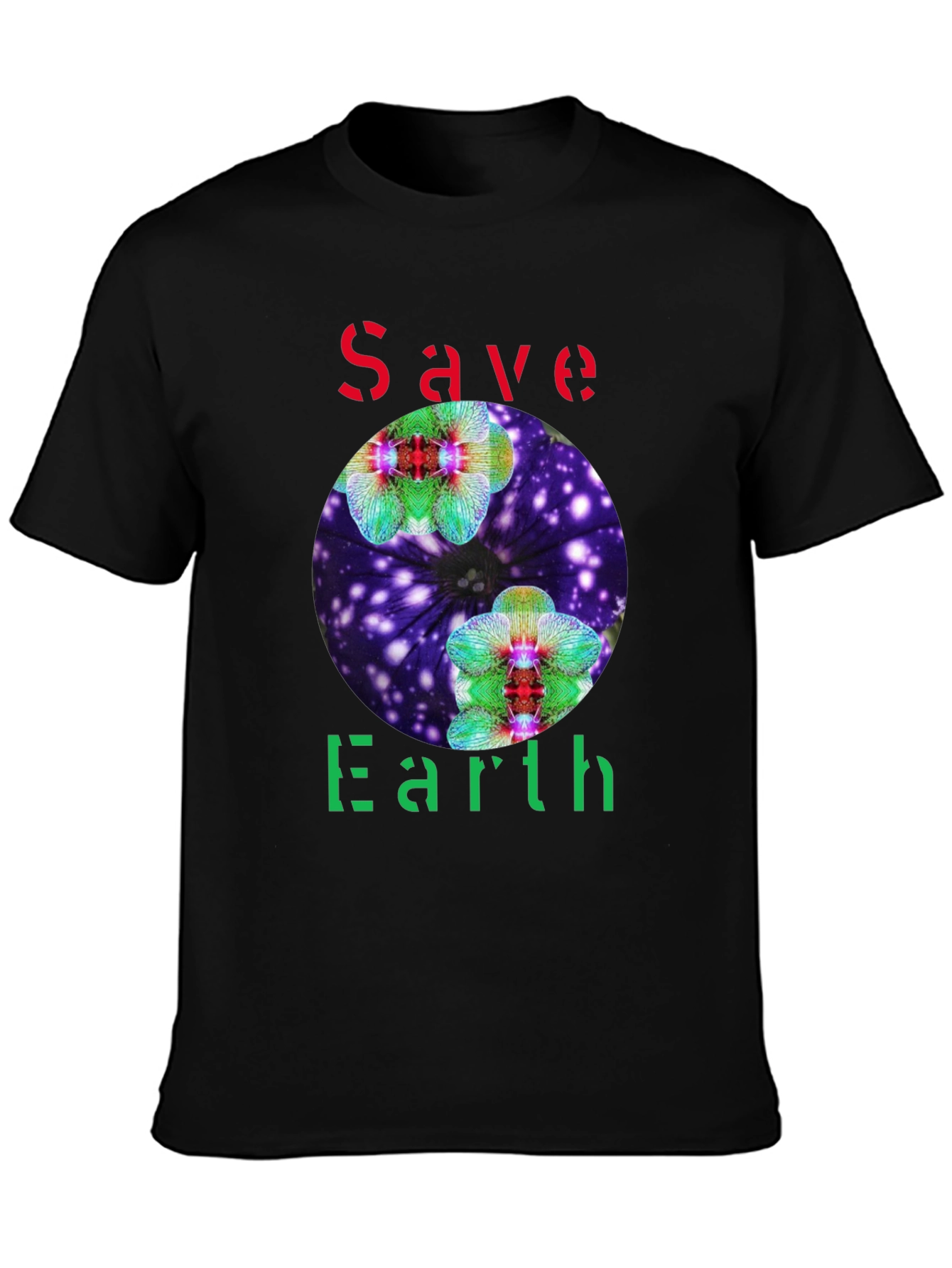 Save Earth T-Shirt - Floral Galaxy Design