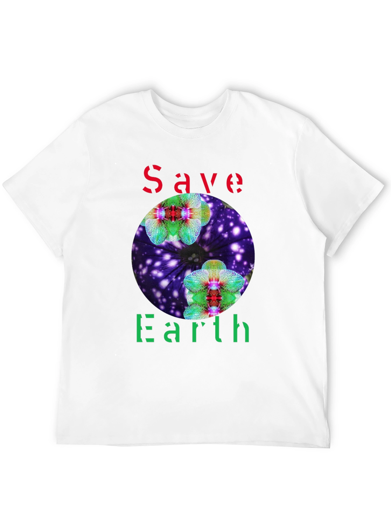 Save Earth T-Shirt - Floral Galaxy Design