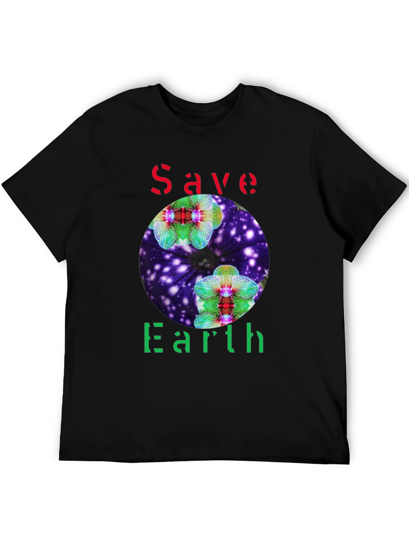 Save Earth T-Shirt - Floral Galaxy Design