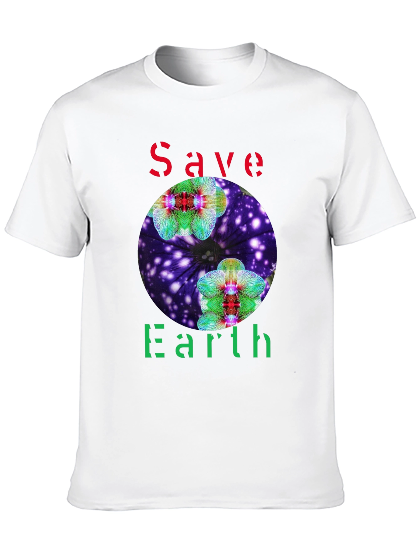 Save Earth T-Shirt - Floral Galaxy Design