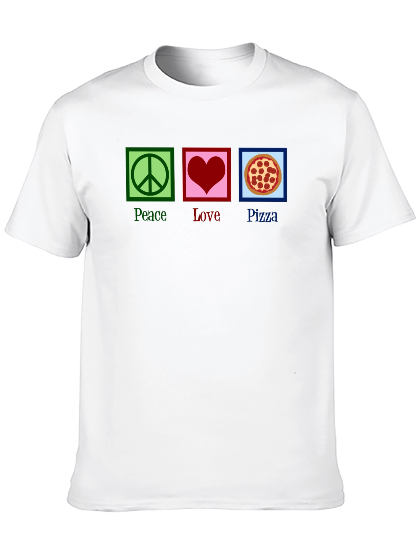 Peace Love Pizza Graphic Tee - Black Cotton T-Shirt