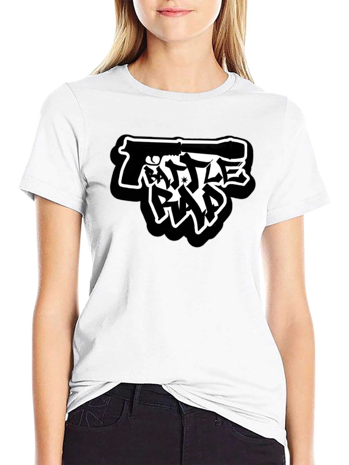 Battle Rap Gun Graphic T-Shirt - Black