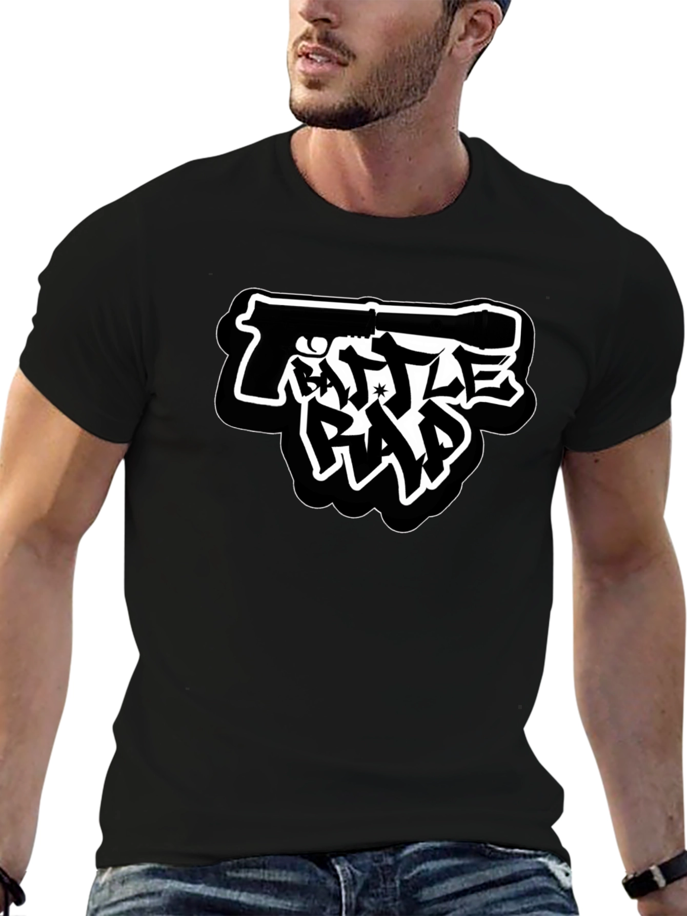 Battle Rap Gun Graphic T-Shirt - Black