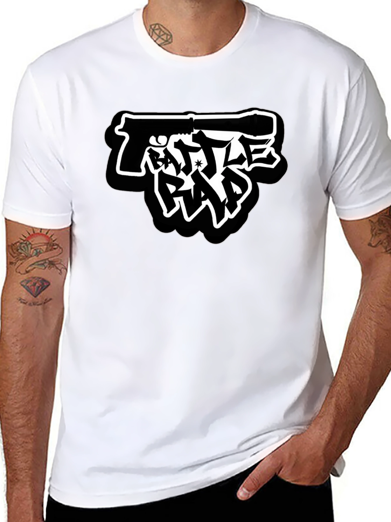Battle Rap Gun Graphic T-Shirt - Black
