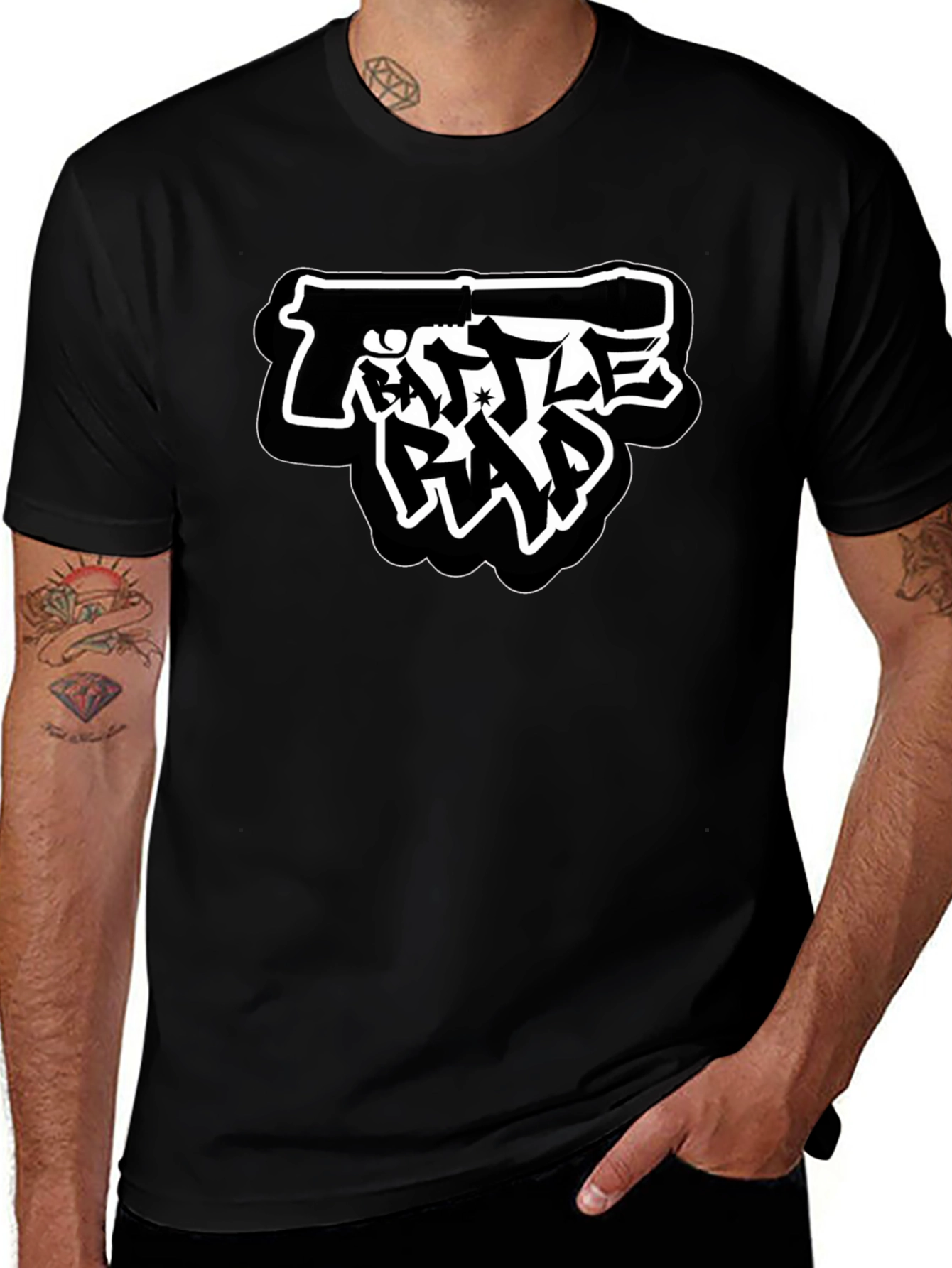 Battle Rap Gun Graphic T-Shirt - Black