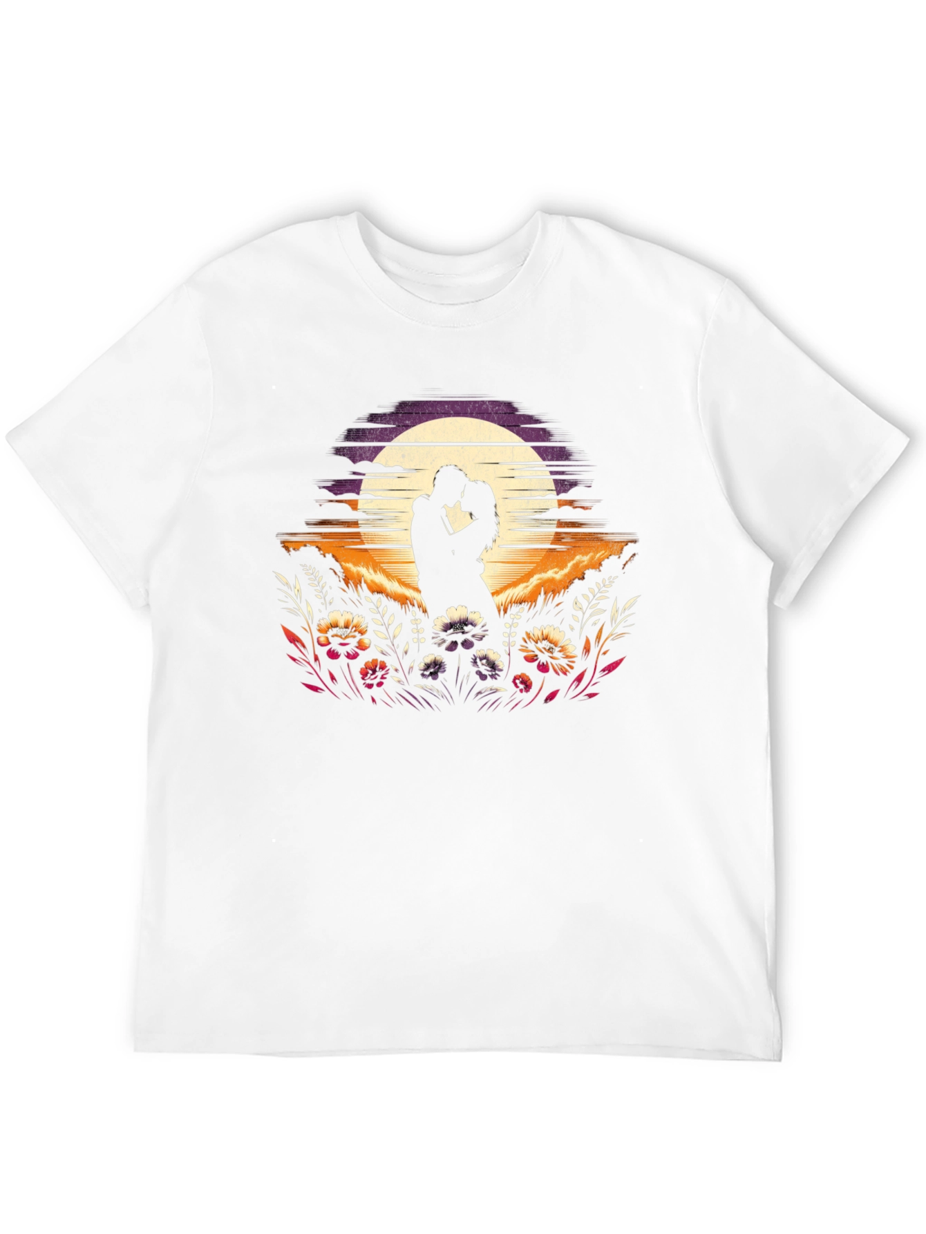 Romantic Sunset Couple Graphic T-Shirt
