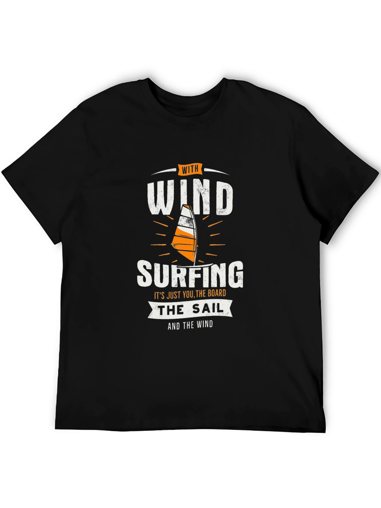 Wind Surfing Graphic T-Shirt - Black Cotton Tee