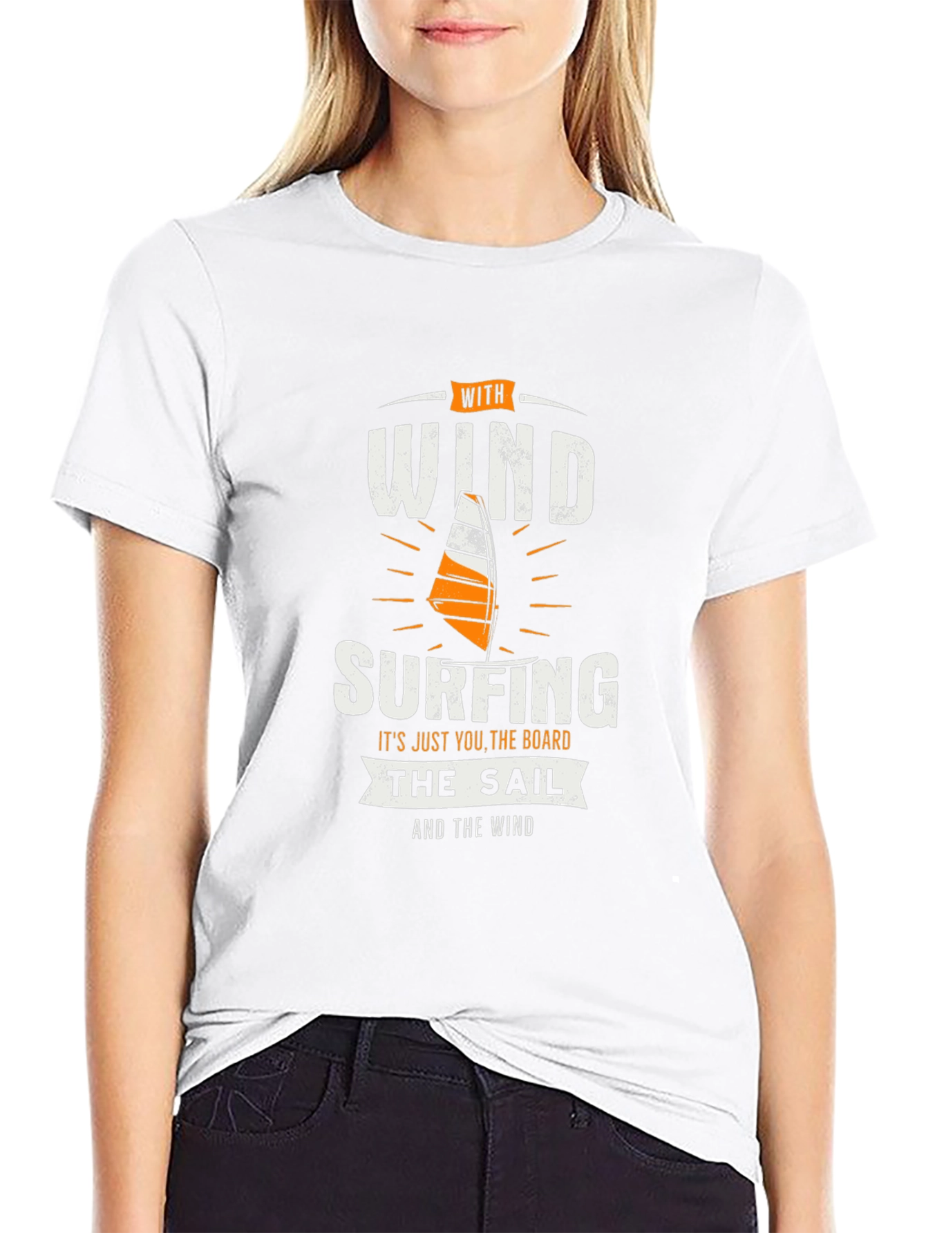 Wind Surfing Graphic T-Shirt - Black Cotton Tee
