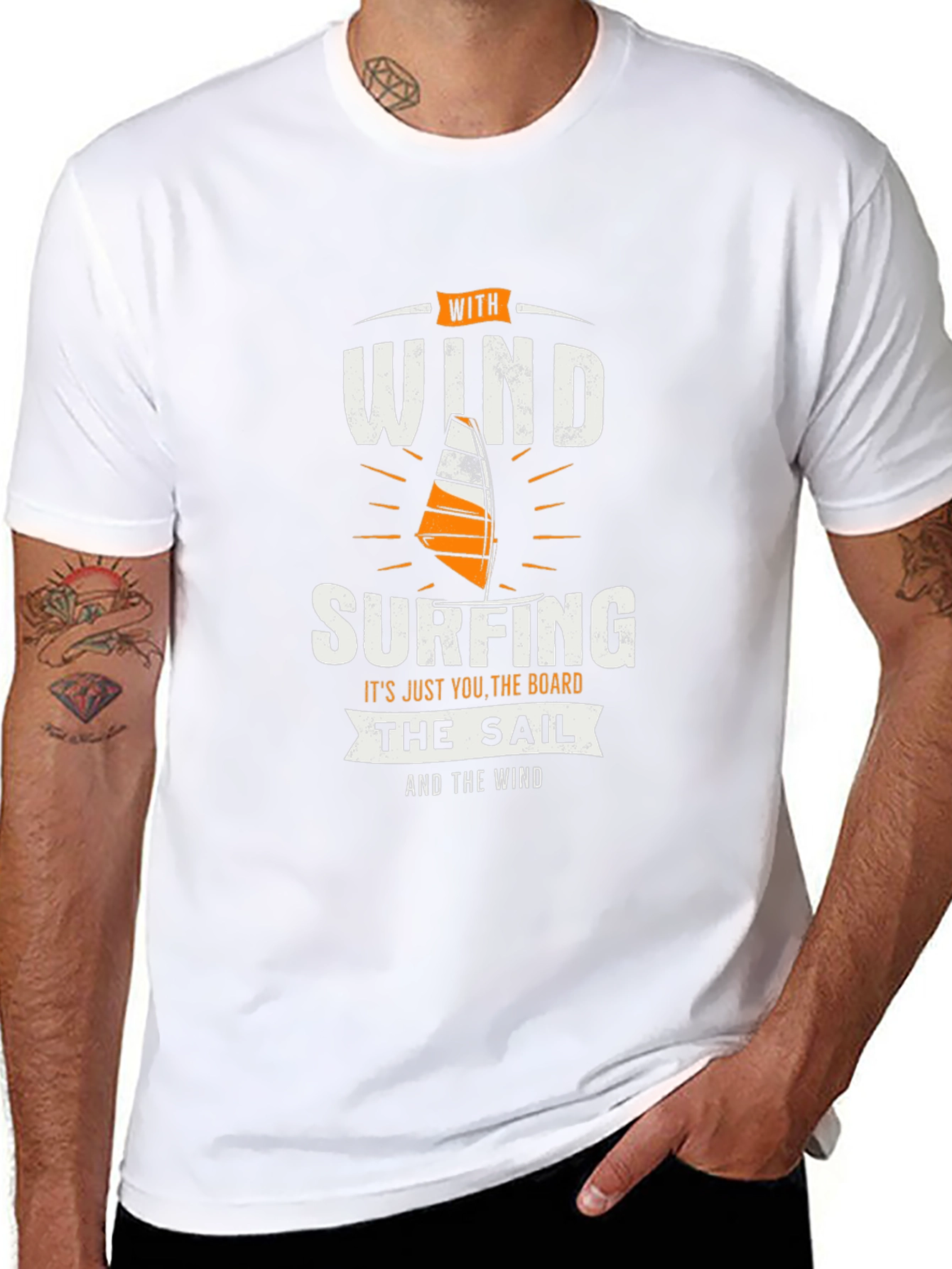 Wind Surfing Graphic T-Shirt - Black Cotton Tee