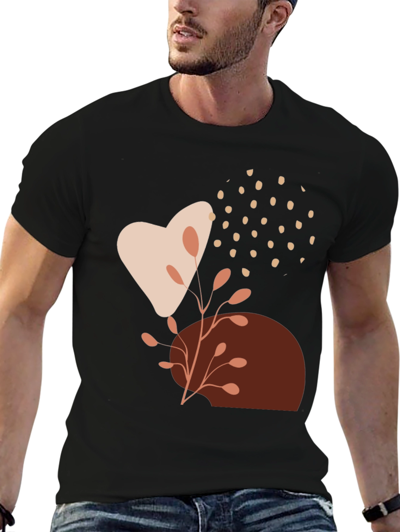 Modern Abstract Graphic Print Black T-Shirt