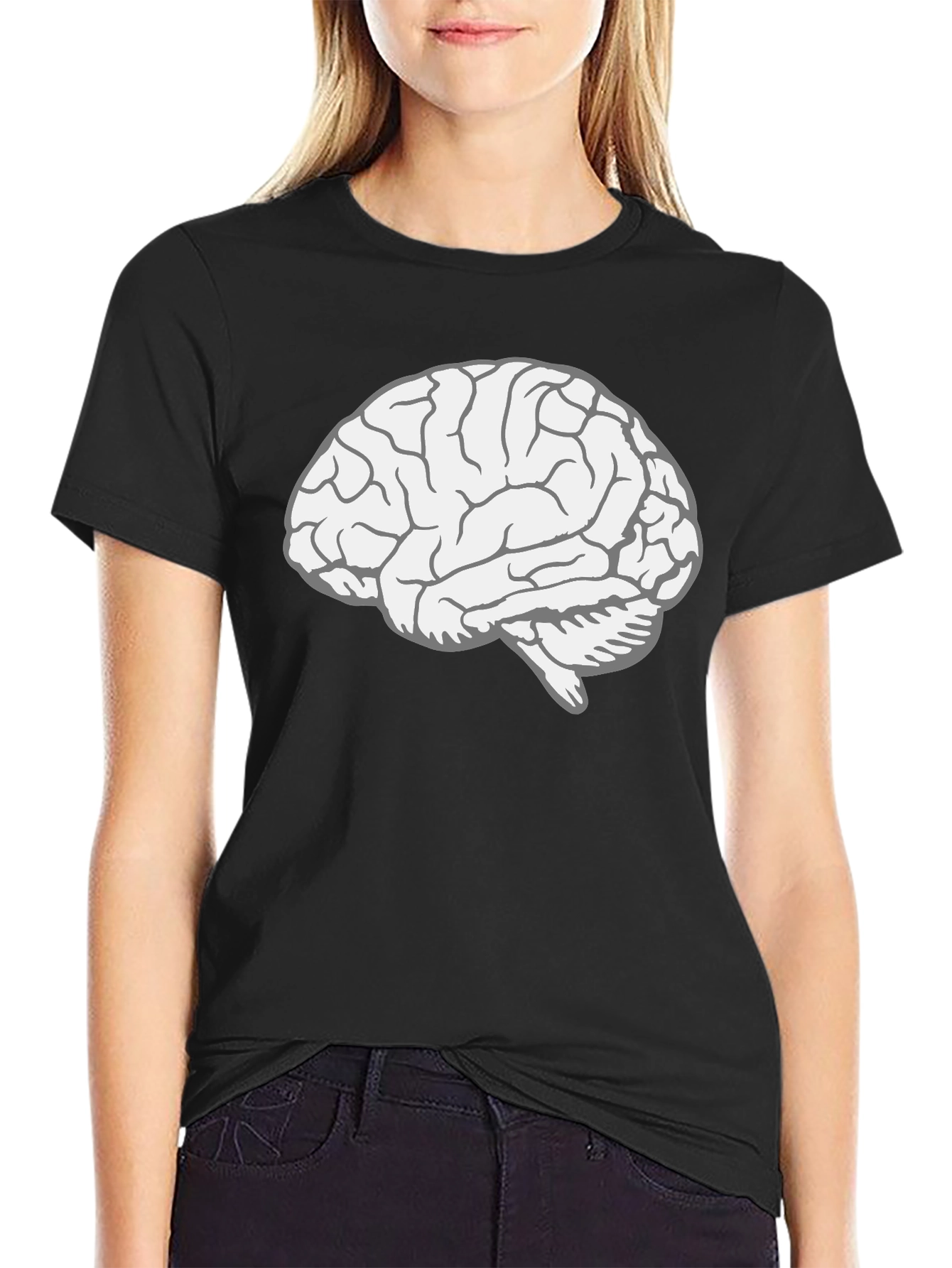 Brain Graphic Tee - Black Cotton T-Shirt