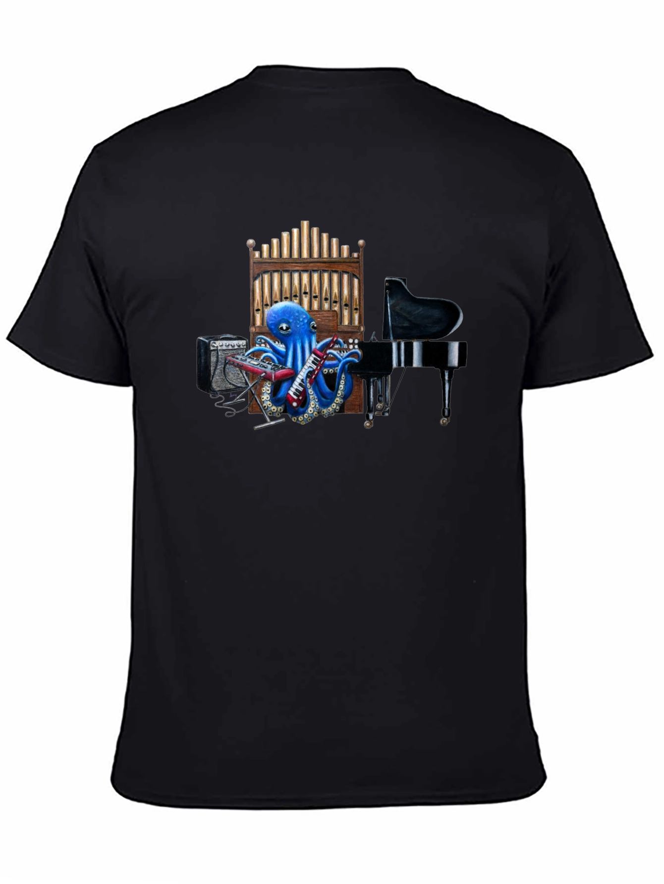 Octopus Musician Graphic Tee - Black