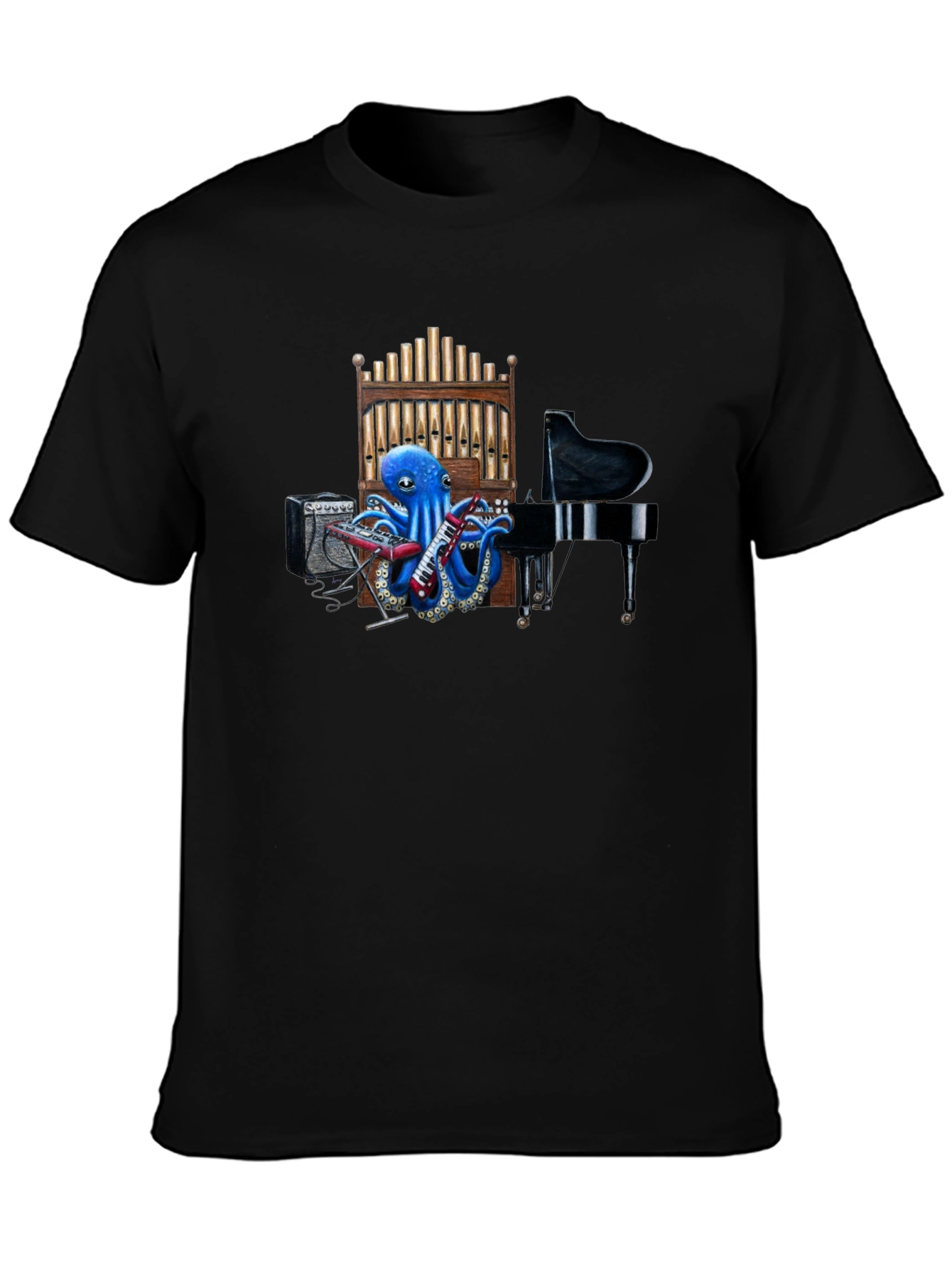 Octopus Musician Graphic Tee - Black