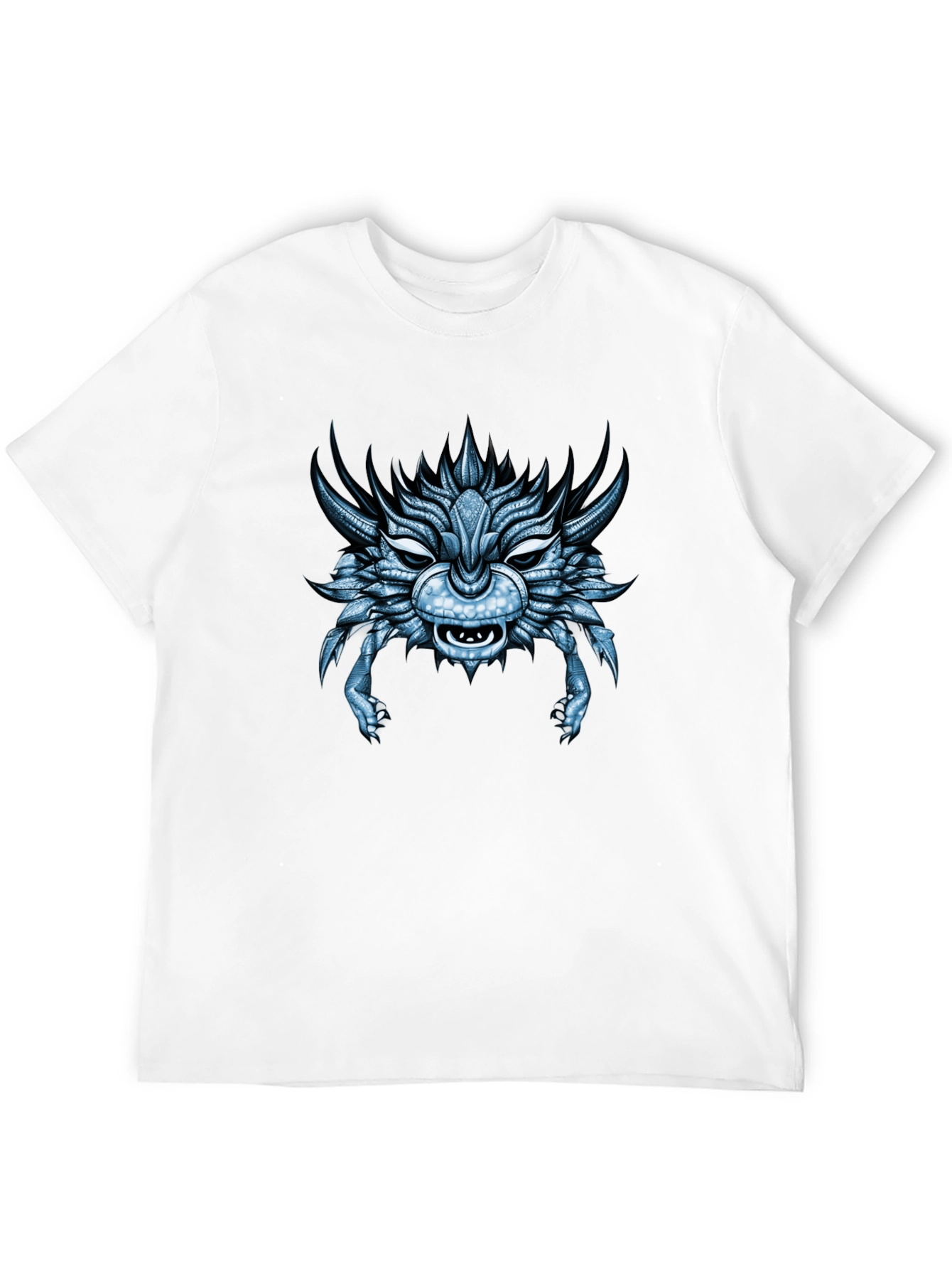 Cool Blue Dragon Head Graphic T-Shirt