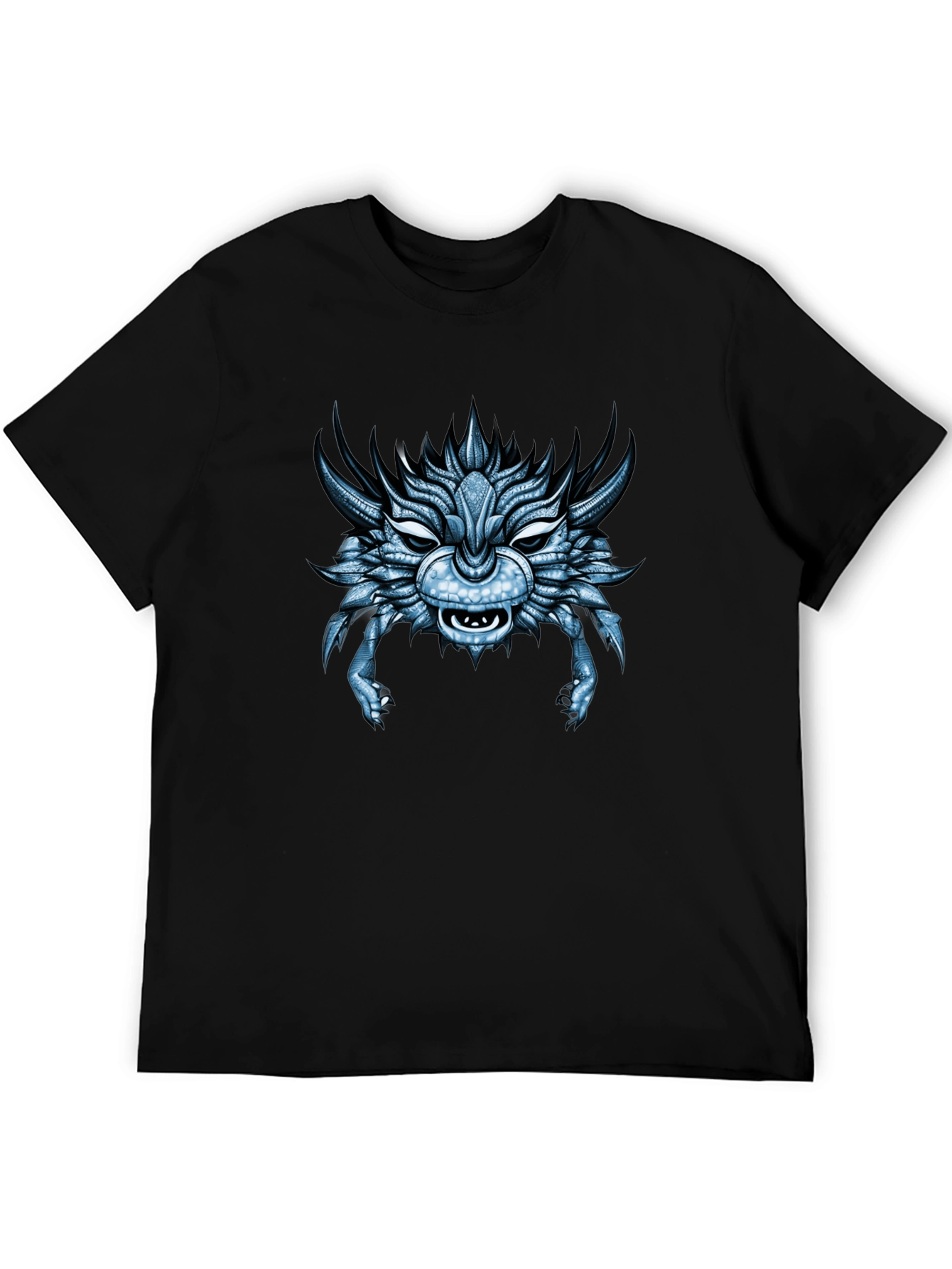 Cool Blue Dragon Head Graphic T-Shirt