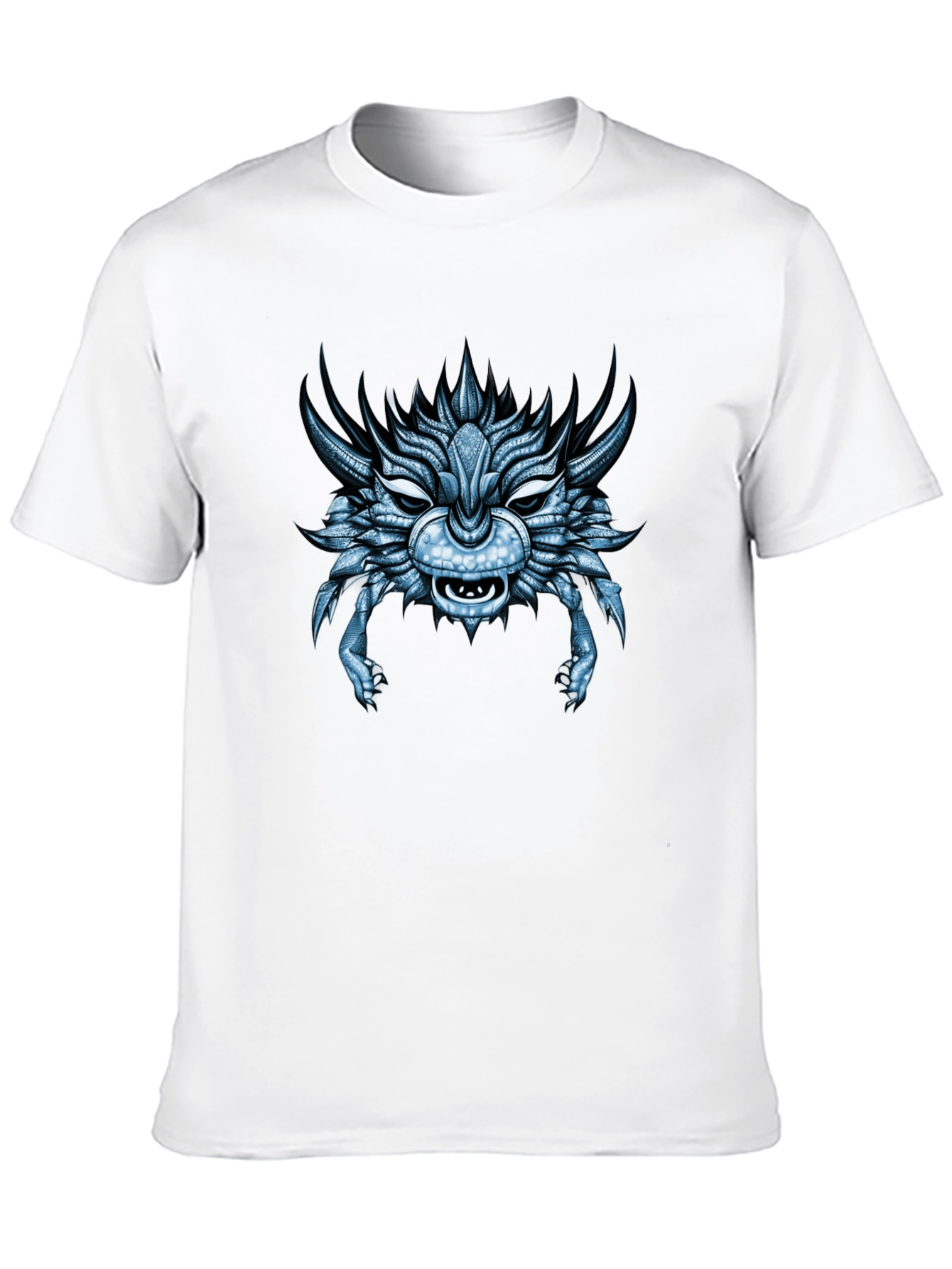 Cool Blue Dragon Head Graphic T-Shirt