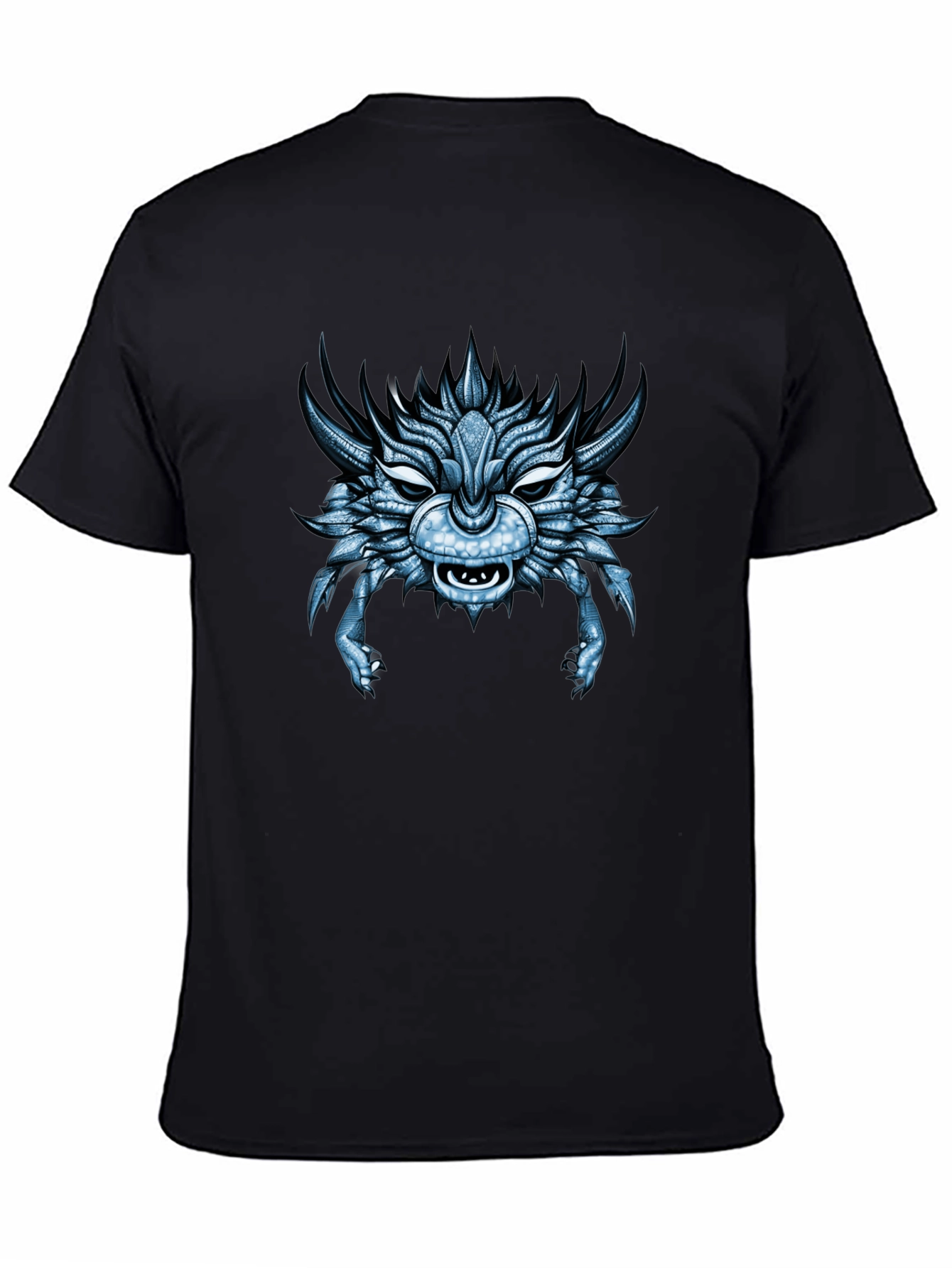 Cool Blue Dragon Head Graphic T-Shirt