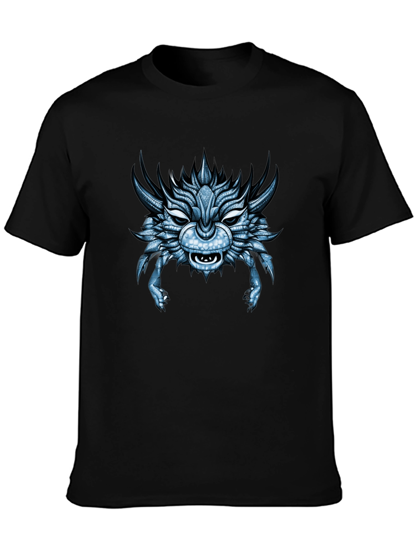 Cool Blue Dragon Head Graphic T-Shirt