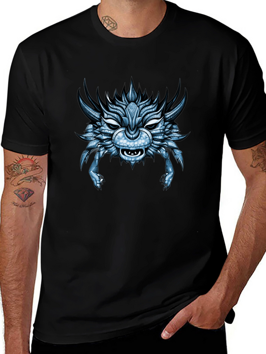 Cool Blue Dragon Head Graphic T-Shirt