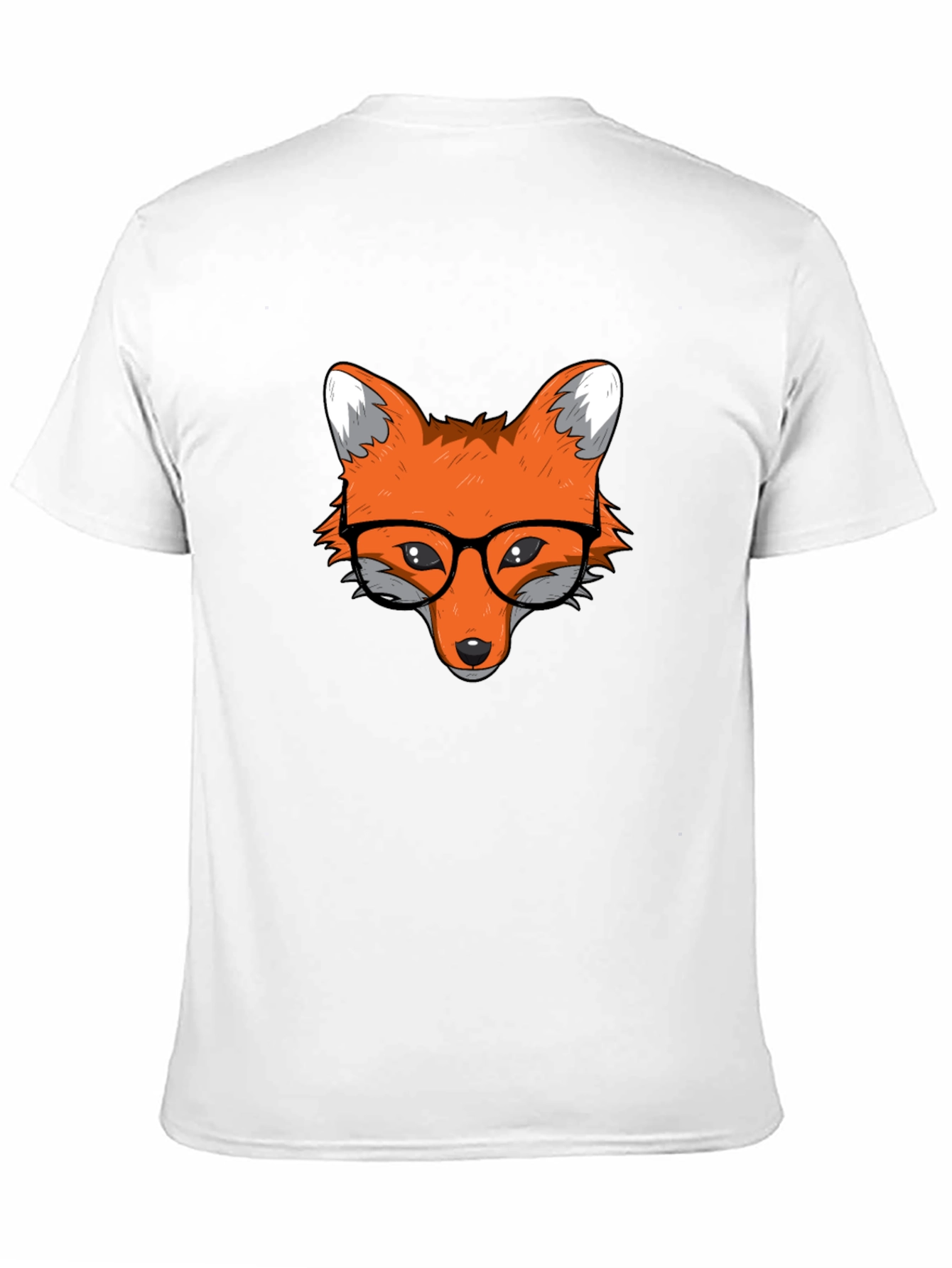 Fox with Glasses Black T-Shirt