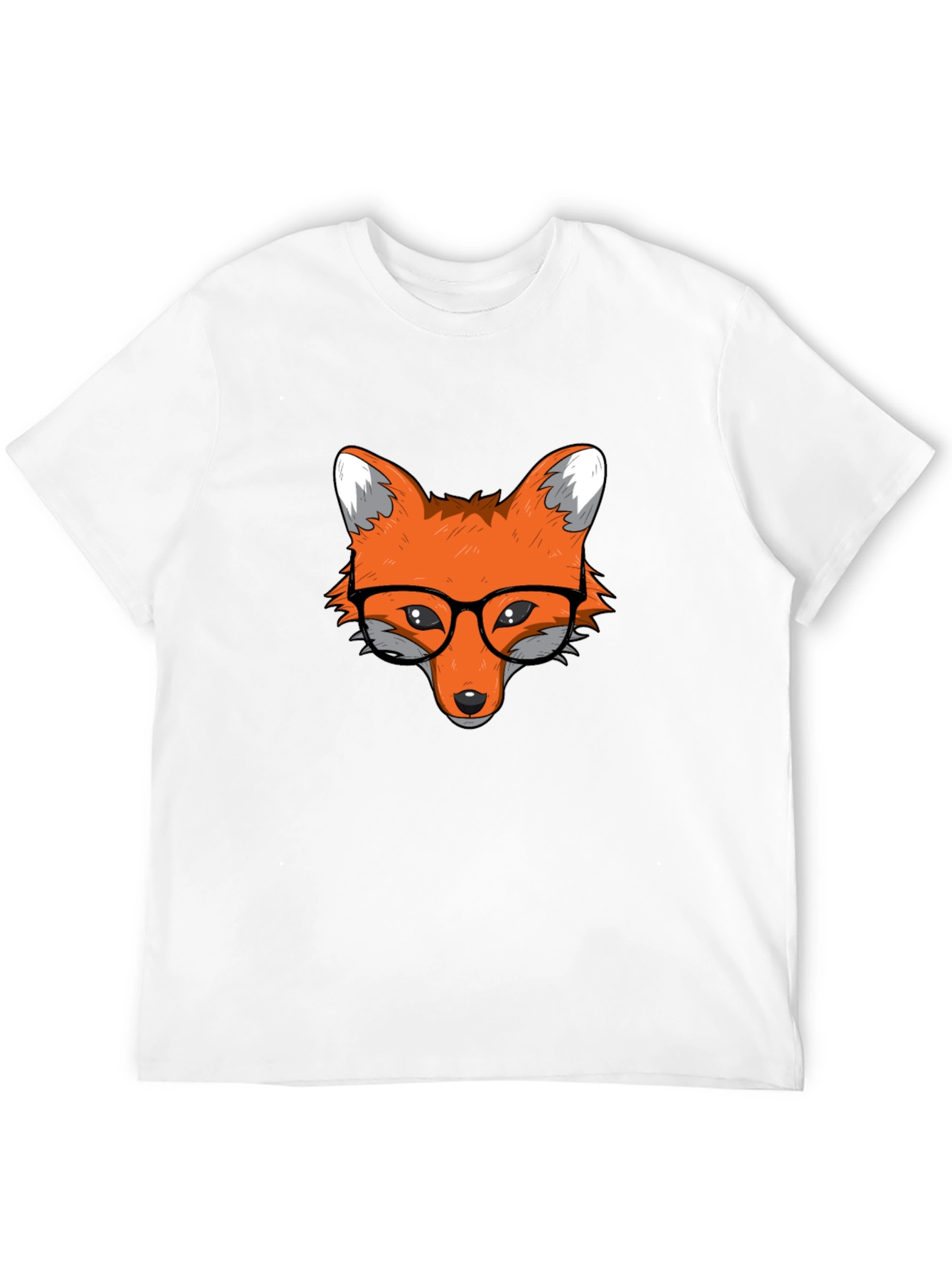 Fox with Glasses Black T-Shirt