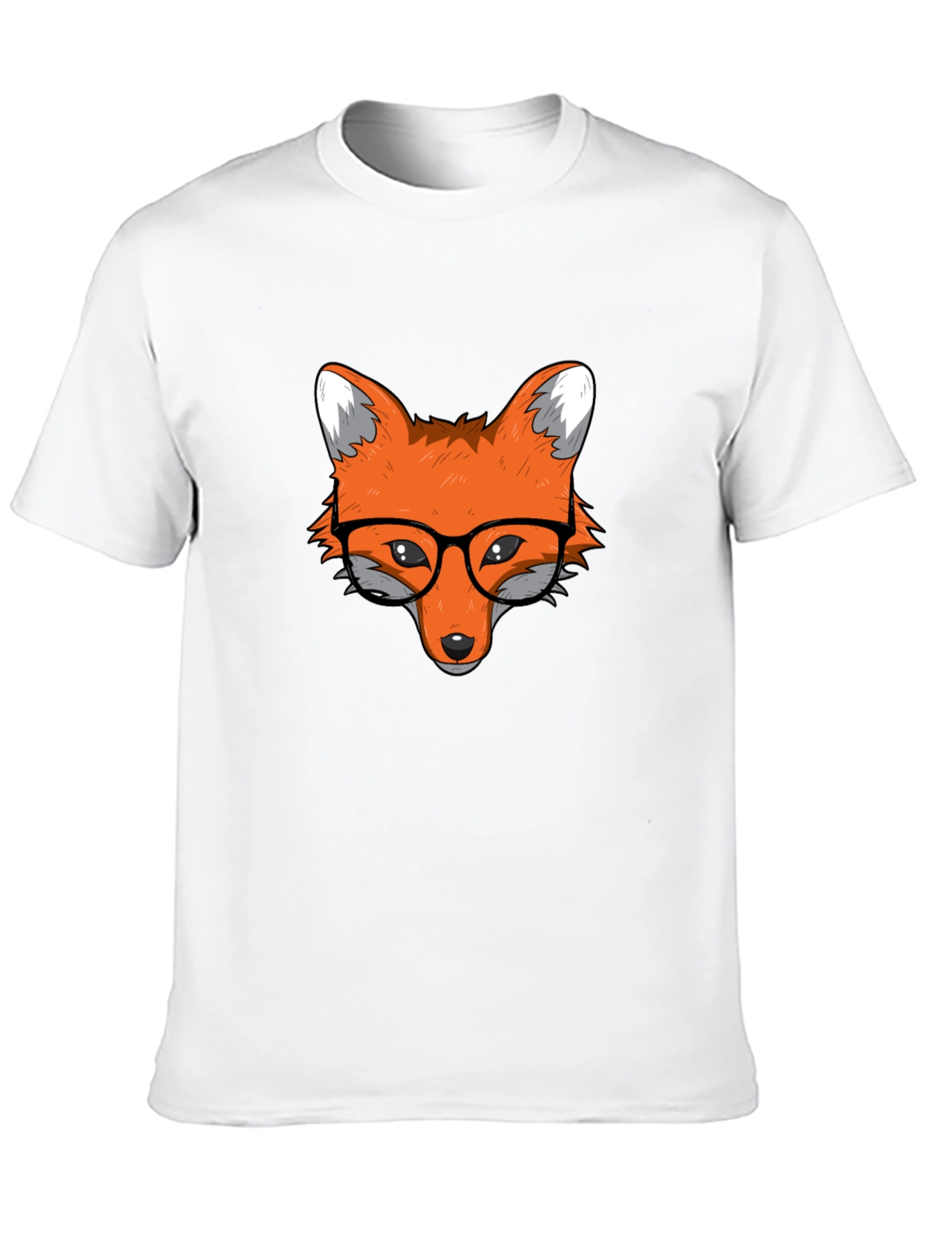Fox with Glasses Black T-Shirt