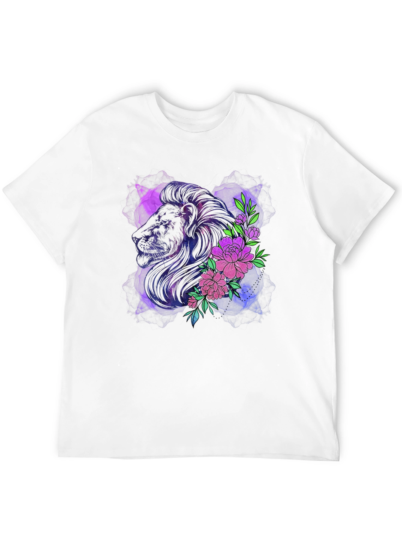 Lion & Floral Graphic Tee - Modern Style