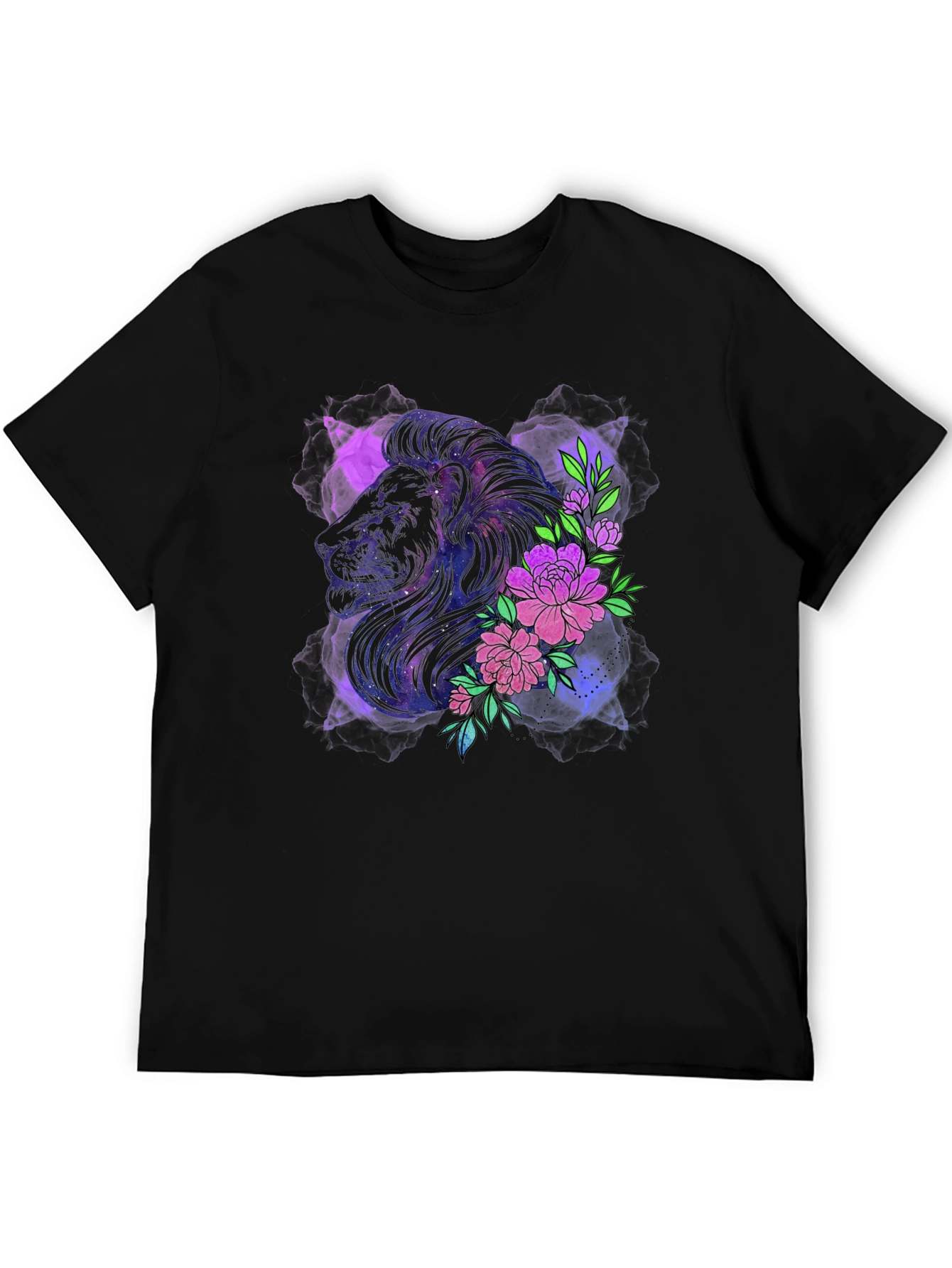 Lion & Floral Graphic Tee - Modern Style