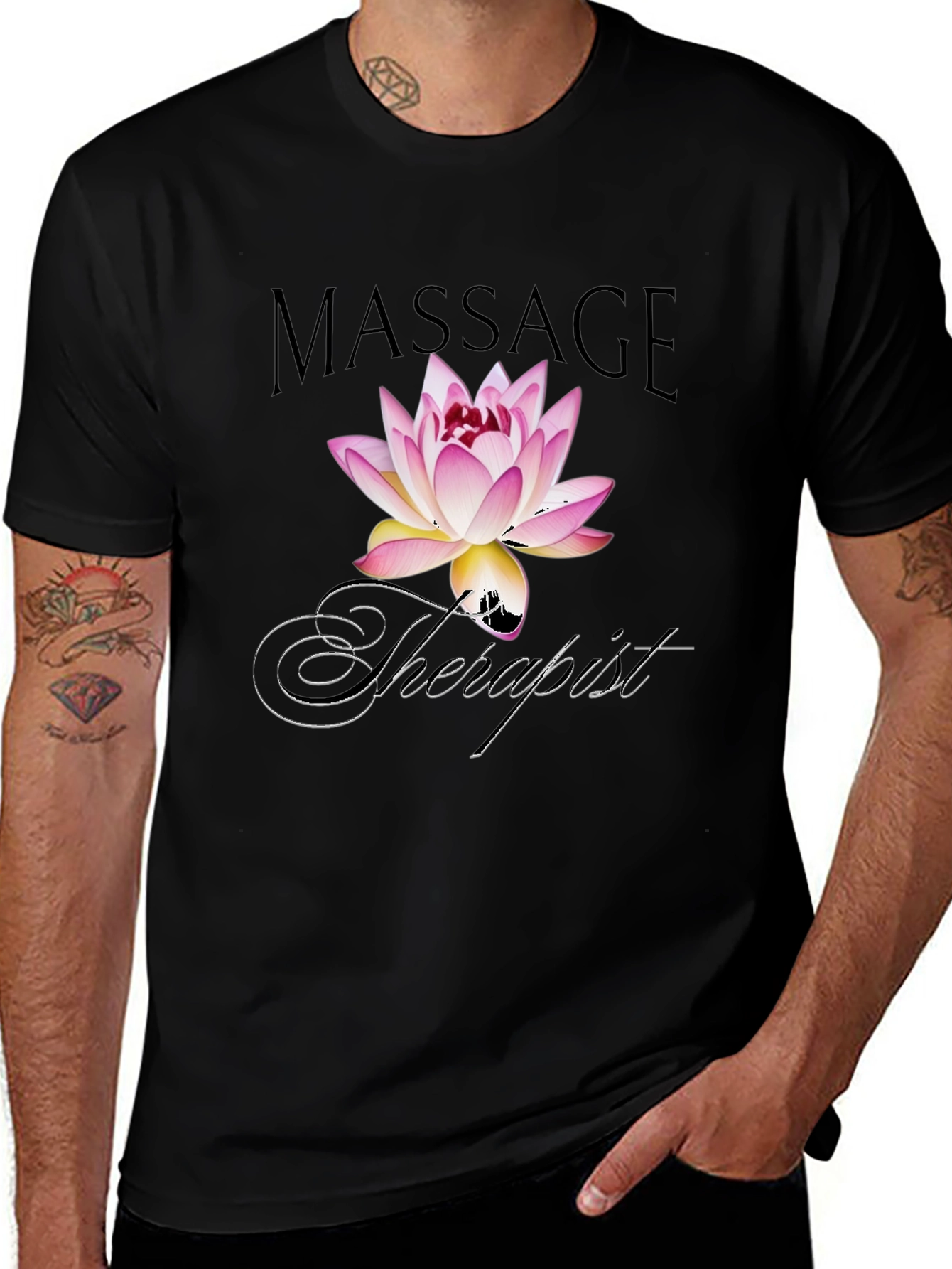 Massage Therapist Lotus Flower Graphic T-Shirt