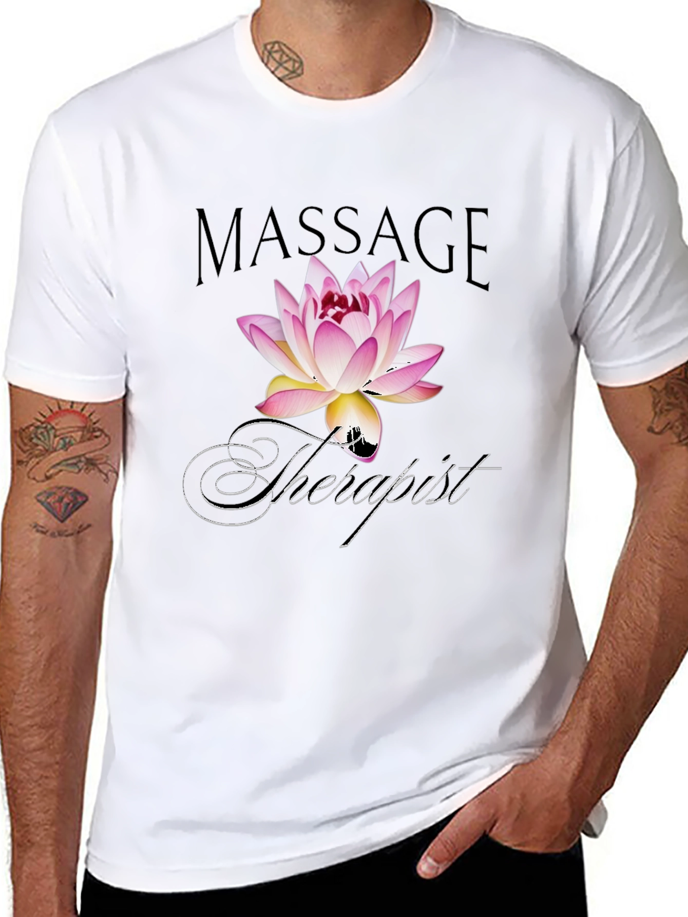 Massage Therapist Lotus Flower Graphic T-Shirt