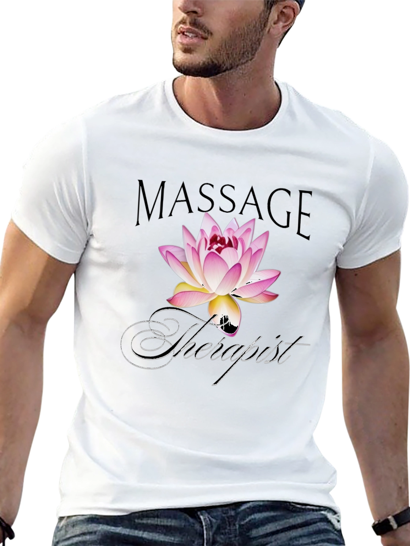 Massage Therapist Lotus Flower Graphic T-Shirt