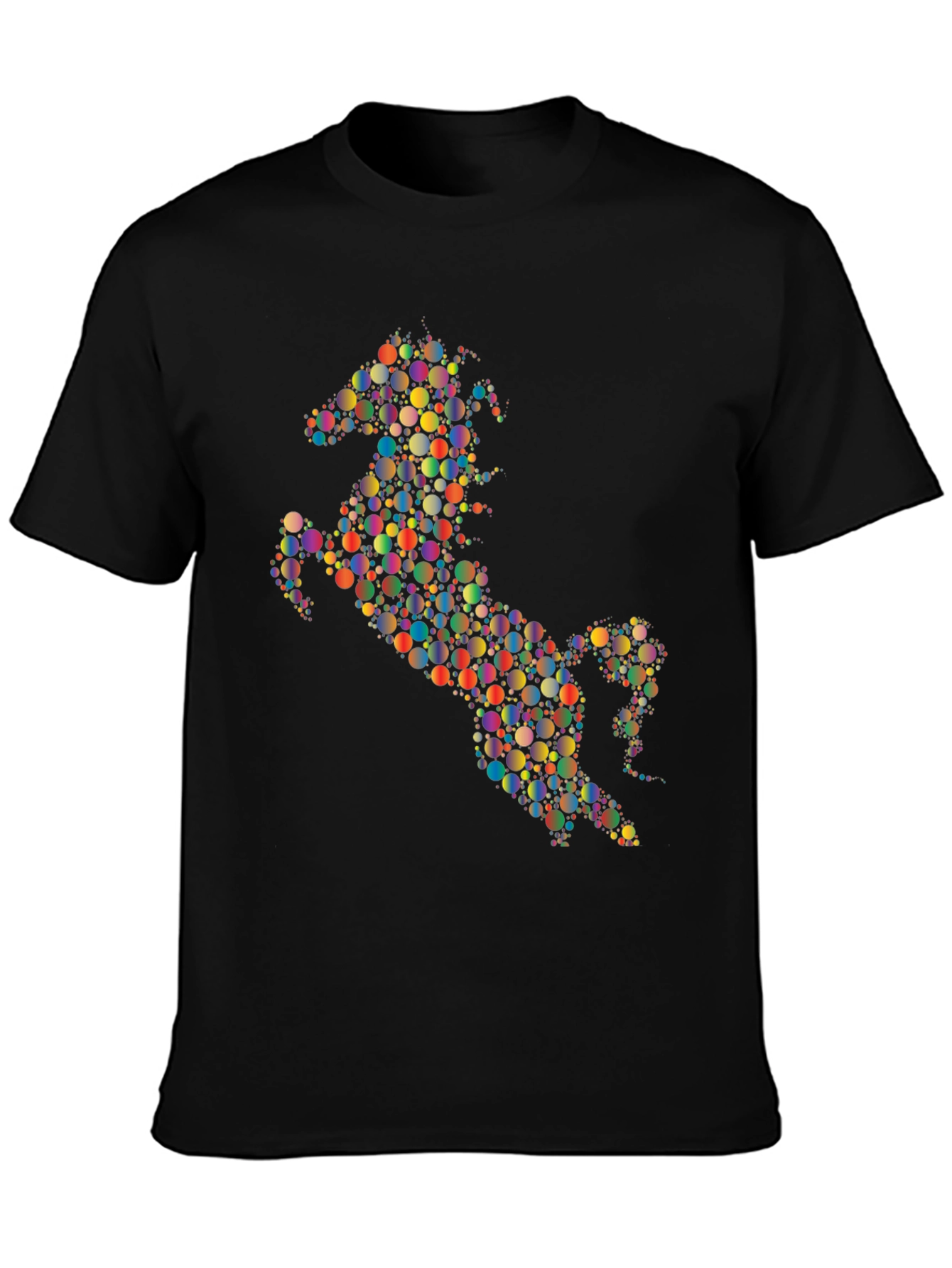 Abstract Horse Graphic Tee - Black Cotton Blend