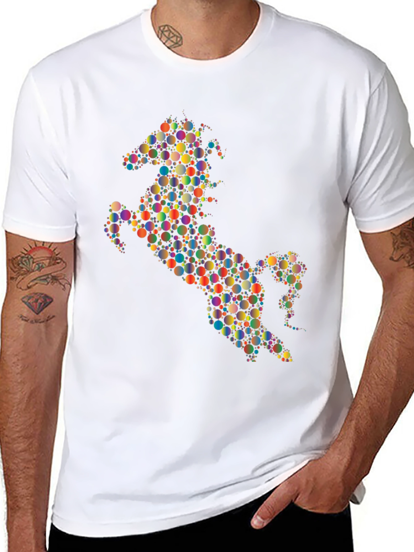 Abstract Horse Graphic Tee - Black Cotton Blend