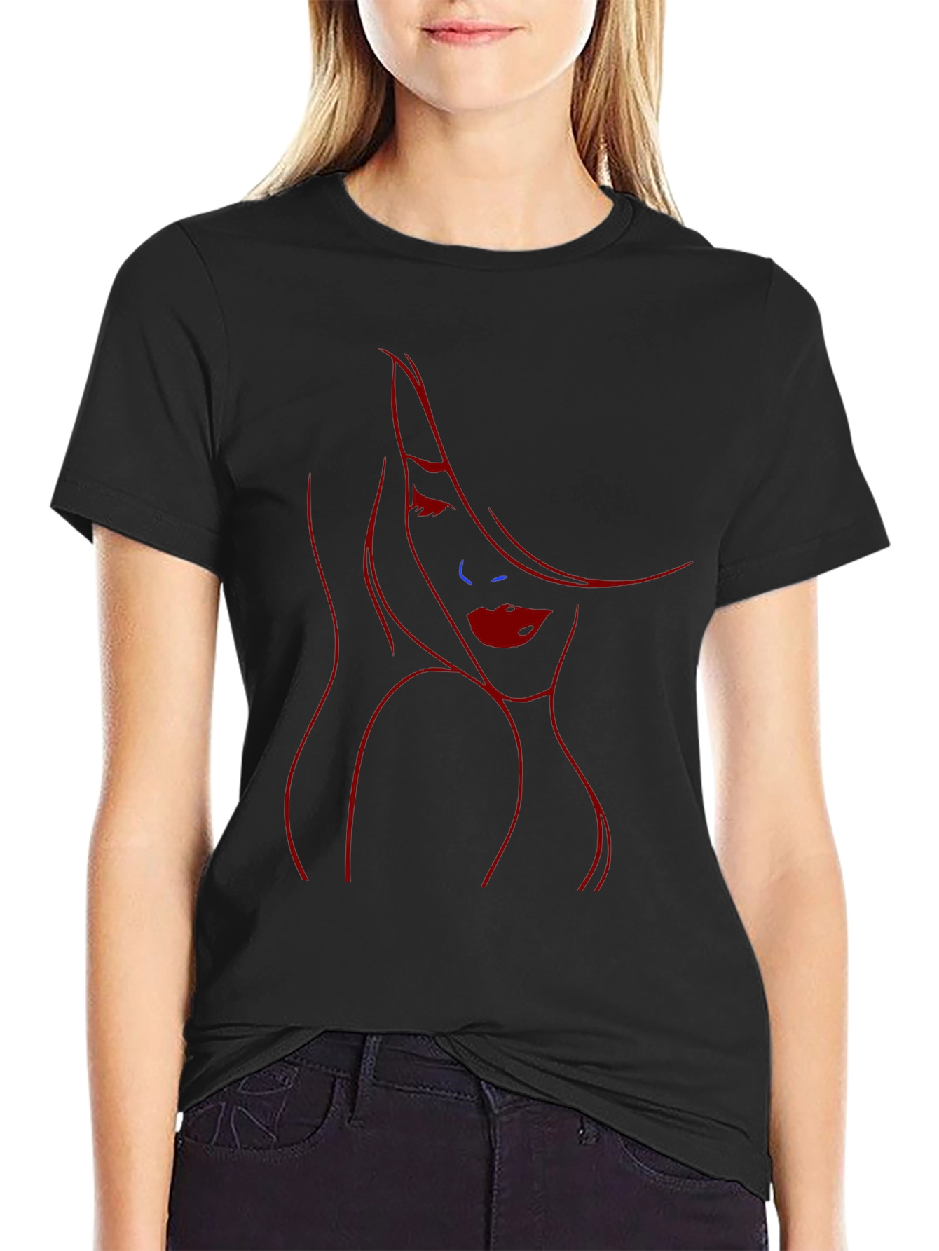 Stylish Black T-Shirt with Jessica Rabbit Inspired Design